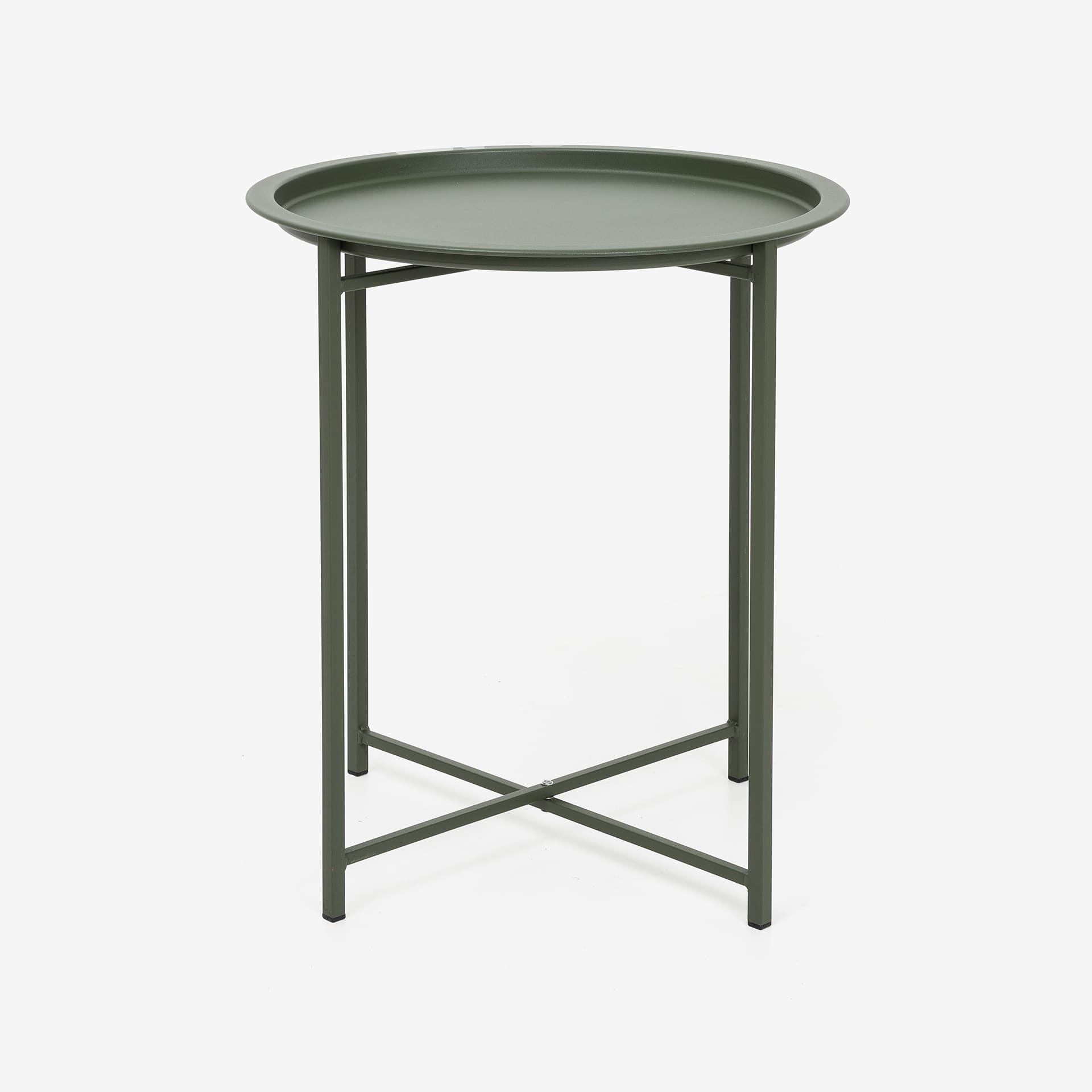 Mesa auxiliar verde de acero Ø46x52cm
