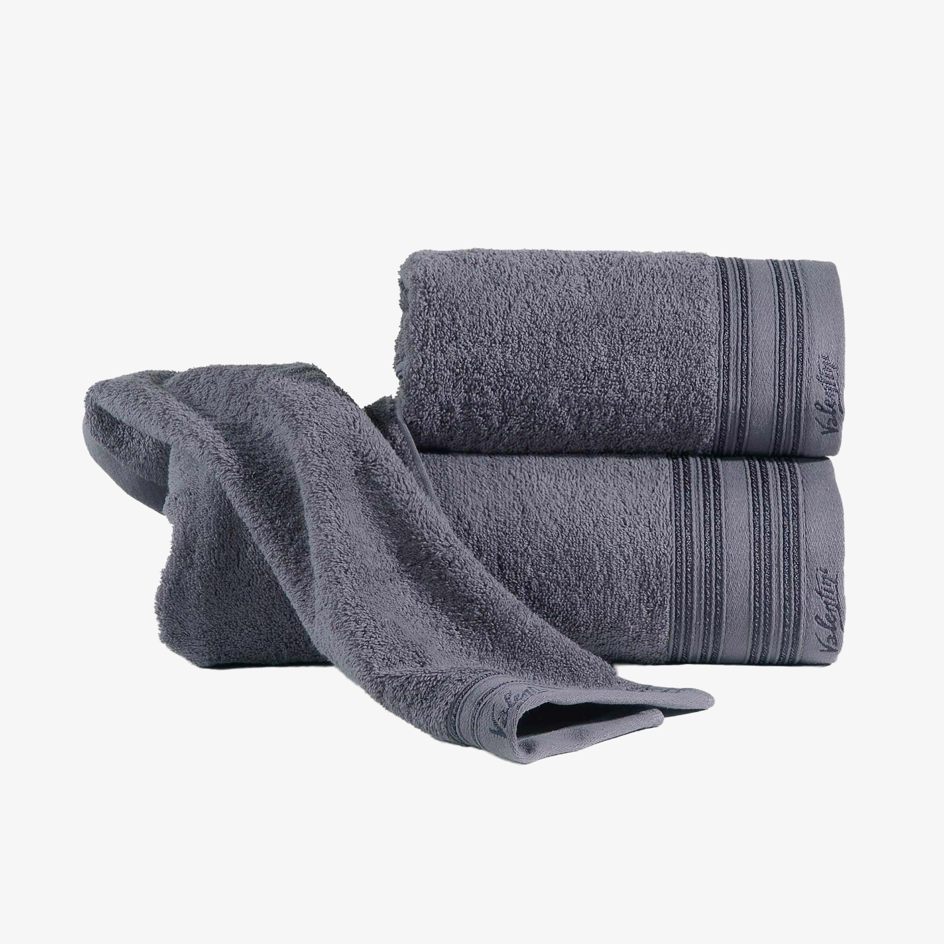 Set de 3 toallas de algod&oacute;n gris Porto - 500 gr/m&sup2;