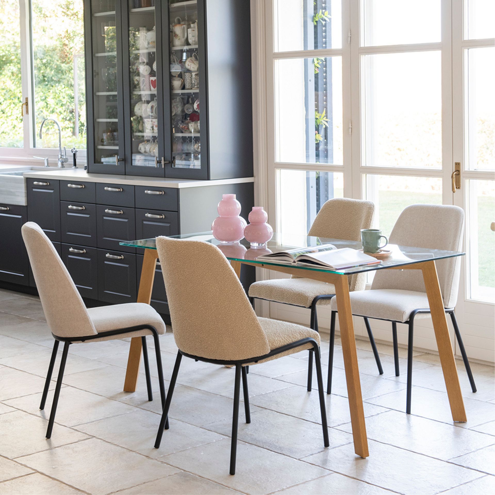 Silla de comedor beige Mina 49x60cm