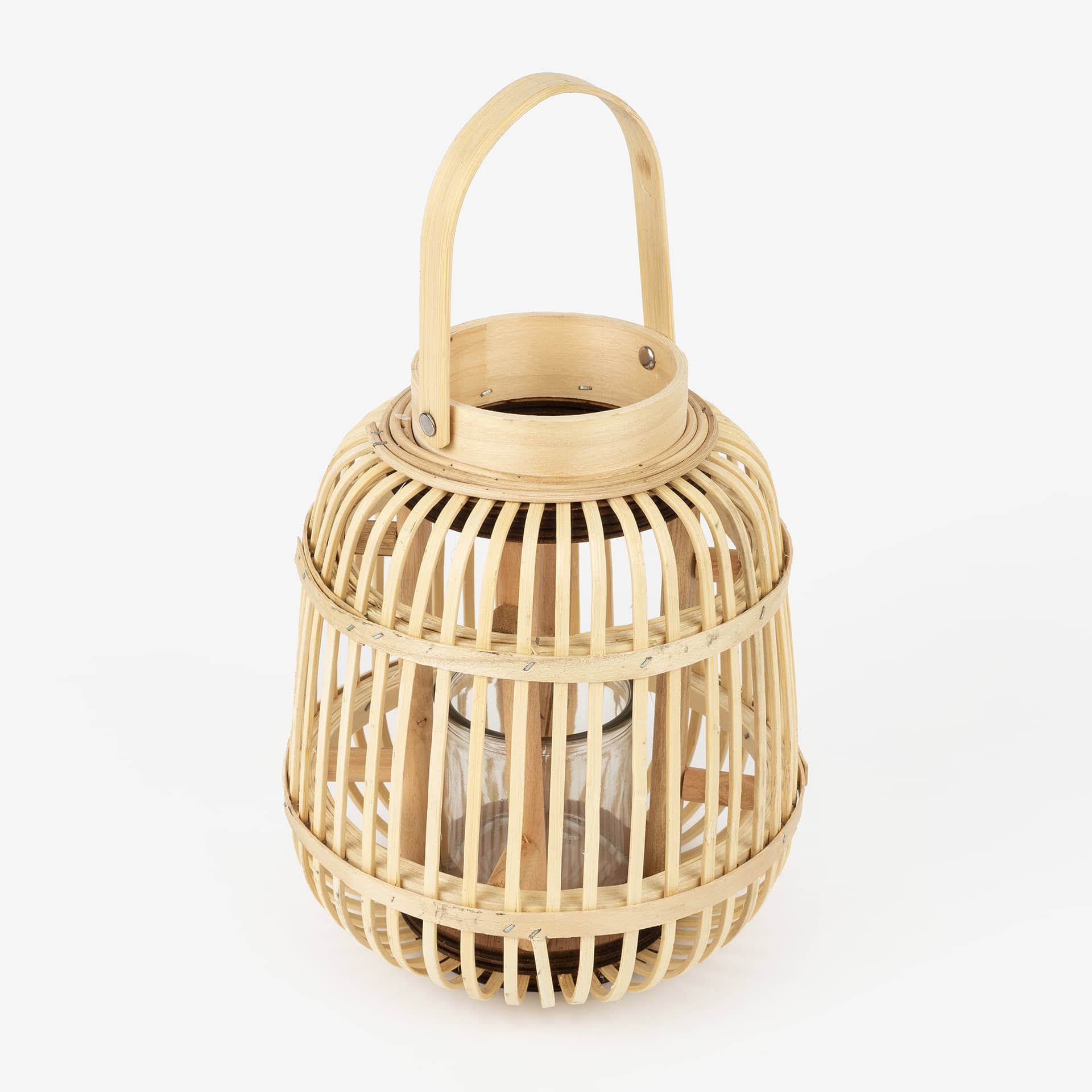 Farol de madera de bambú Chairo Ø24x19cm