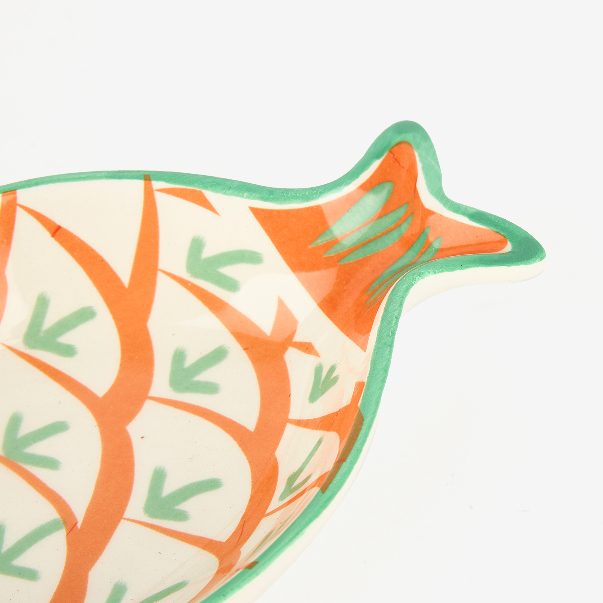 Bol de cerámica naranja Pez 14x9cm