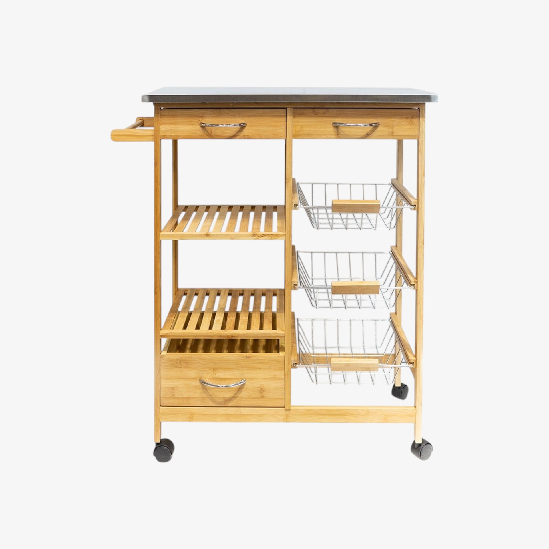 Carro de cocina de madera bambú 74x37x86cm