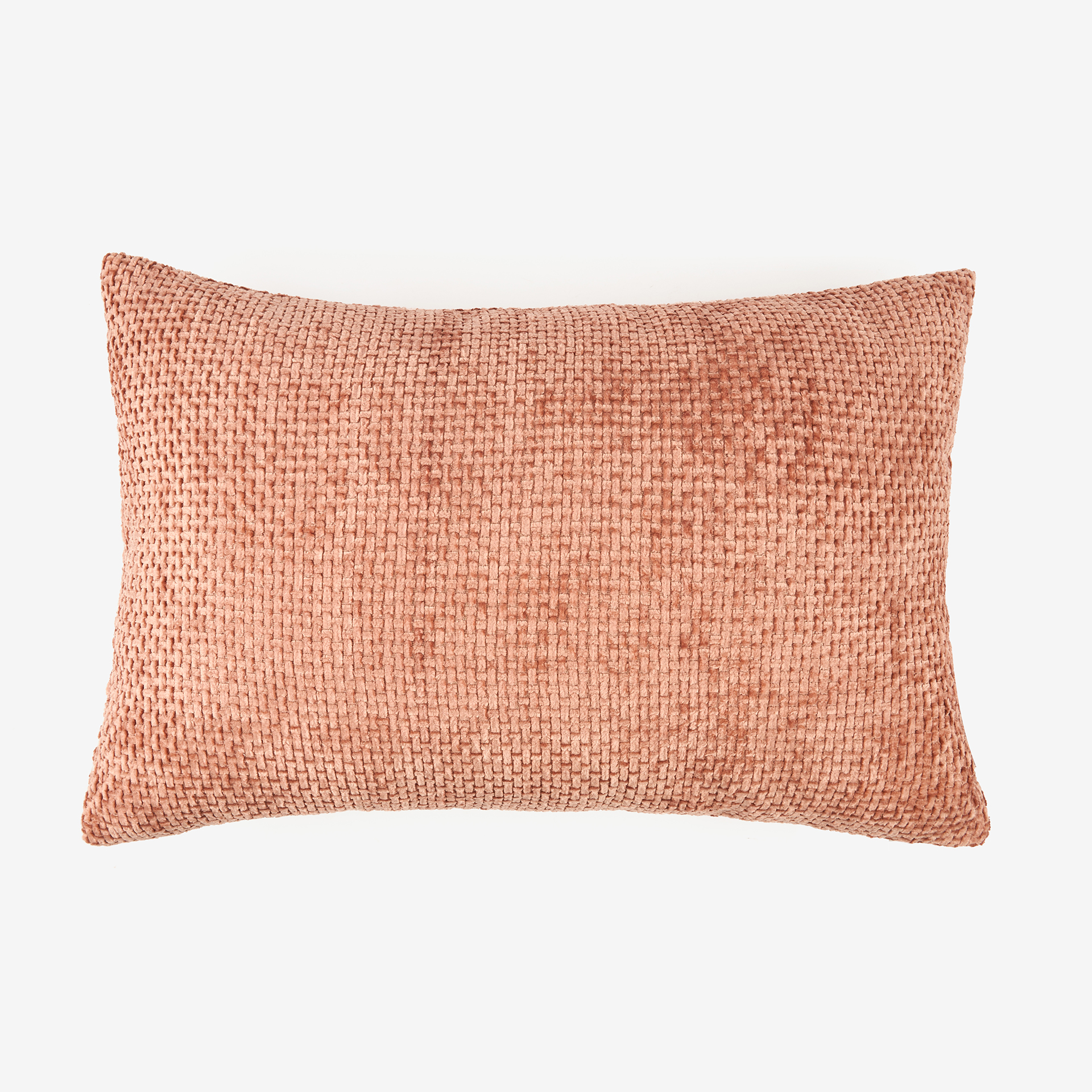 Funda de coj&iacute;n chenilla teja 30x45cm