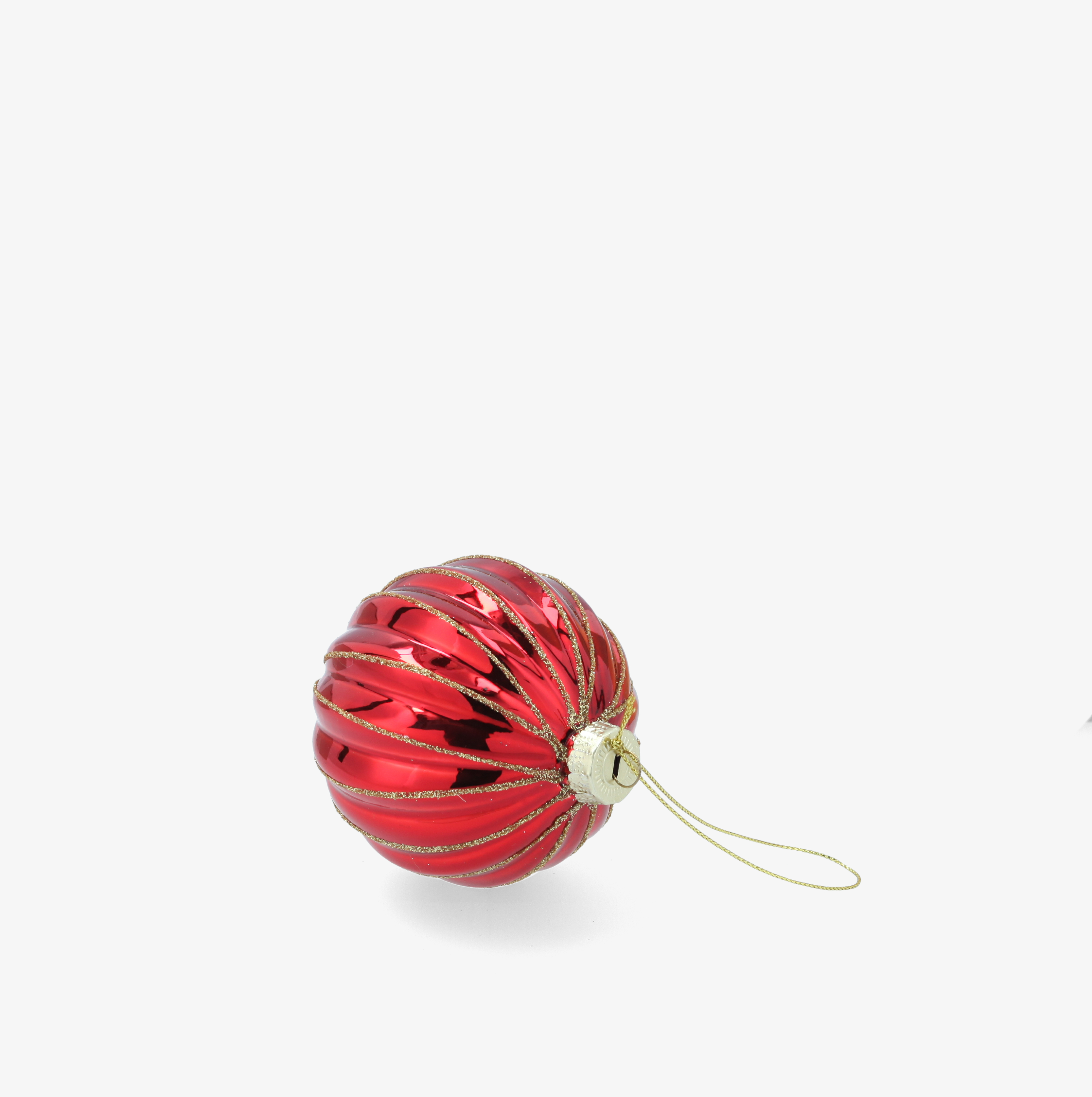 Bola de Navidad roja y dorada de cristal &Oslash;8cm