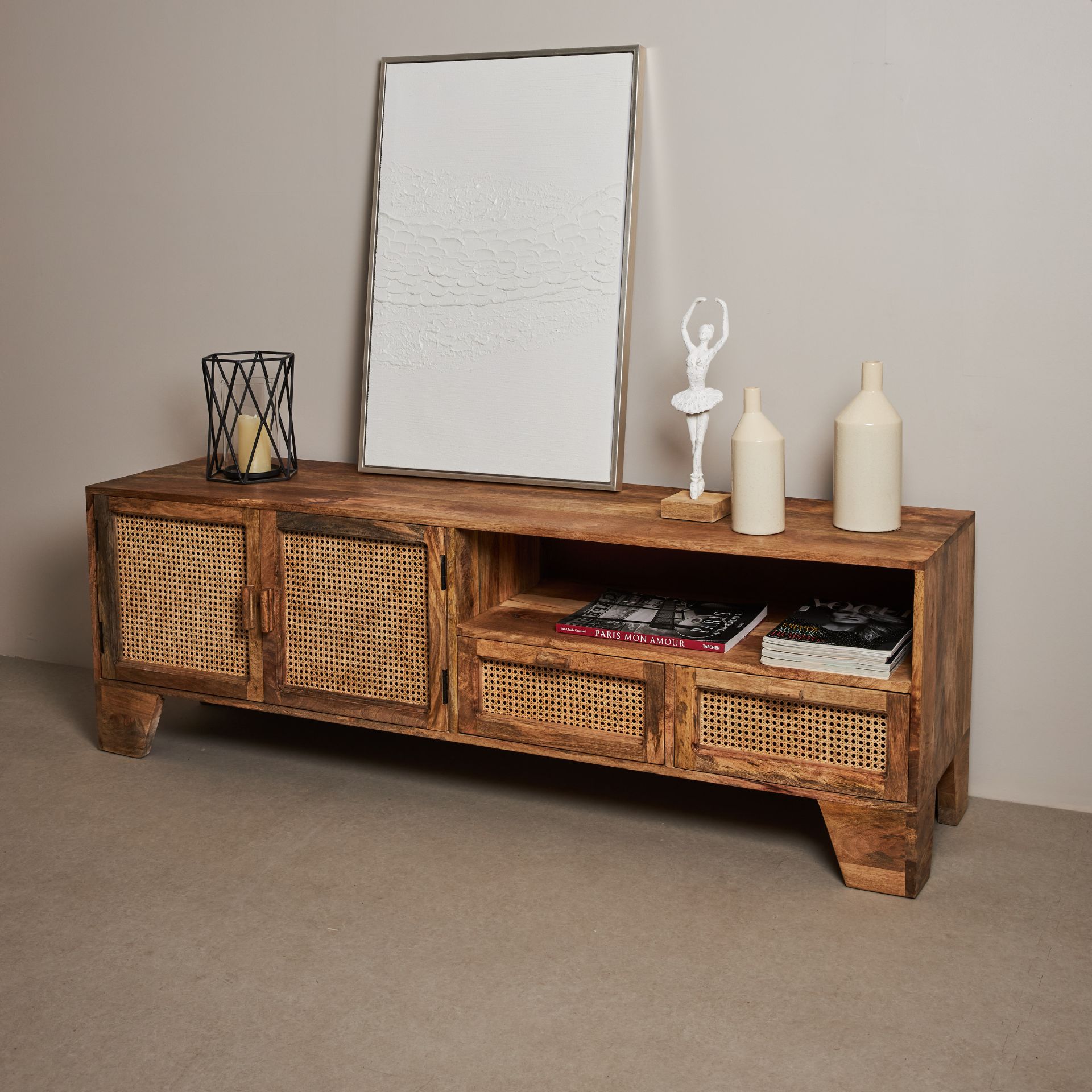 Mueble de TV de madera de mango Merlin 175x45x57cm Clau&Chloe