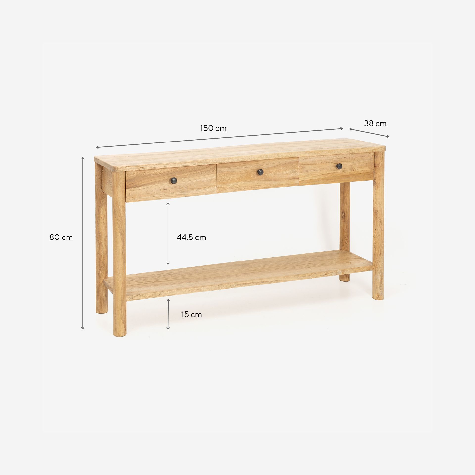 Consola de madera de olmo reciclada Mop 150x38x80cm