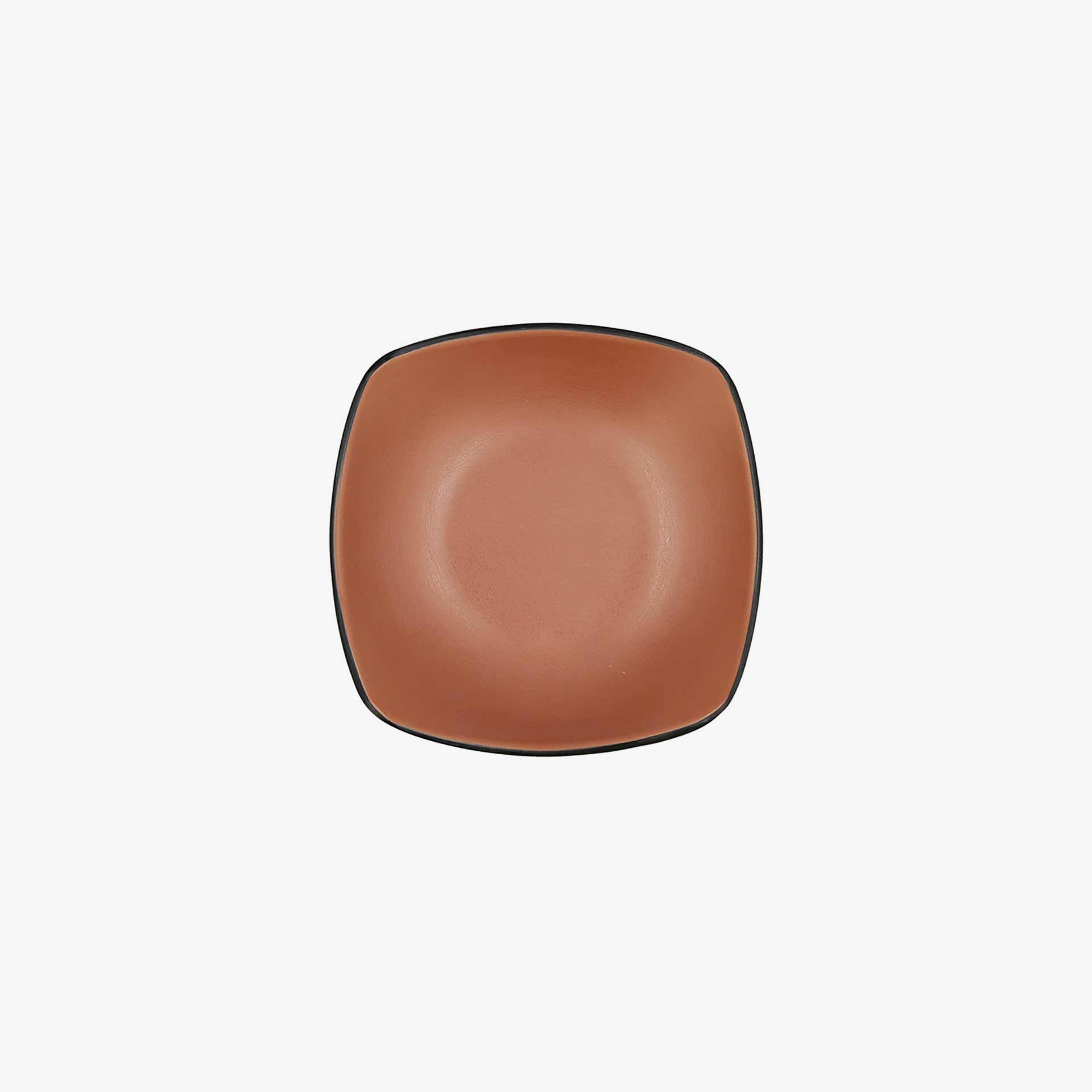 Bol cuadrado de melamina marr&oacute;n y negro Gio 15cm