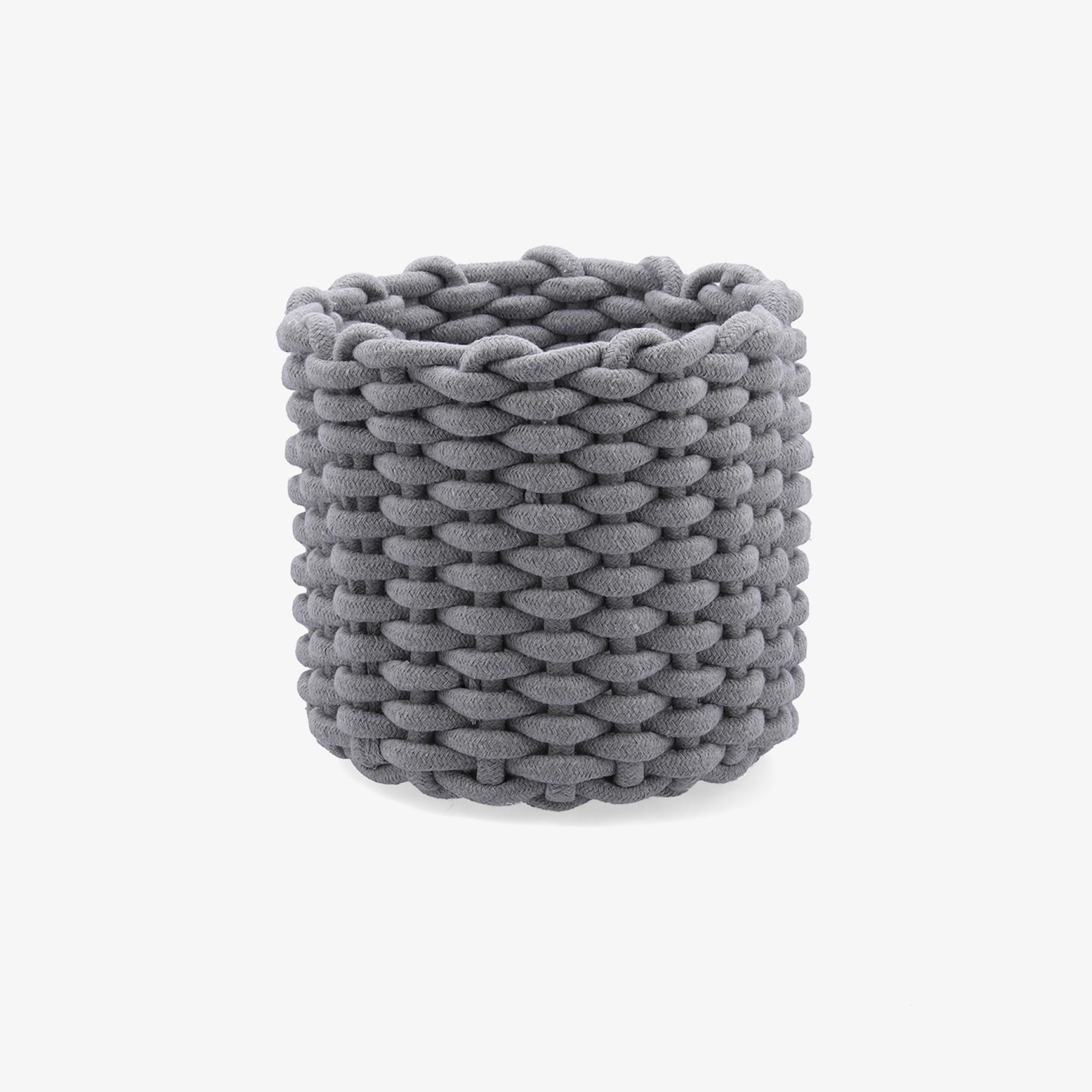 Cesta de algod&oacute;n gris con nudo Niebla 23x21cm