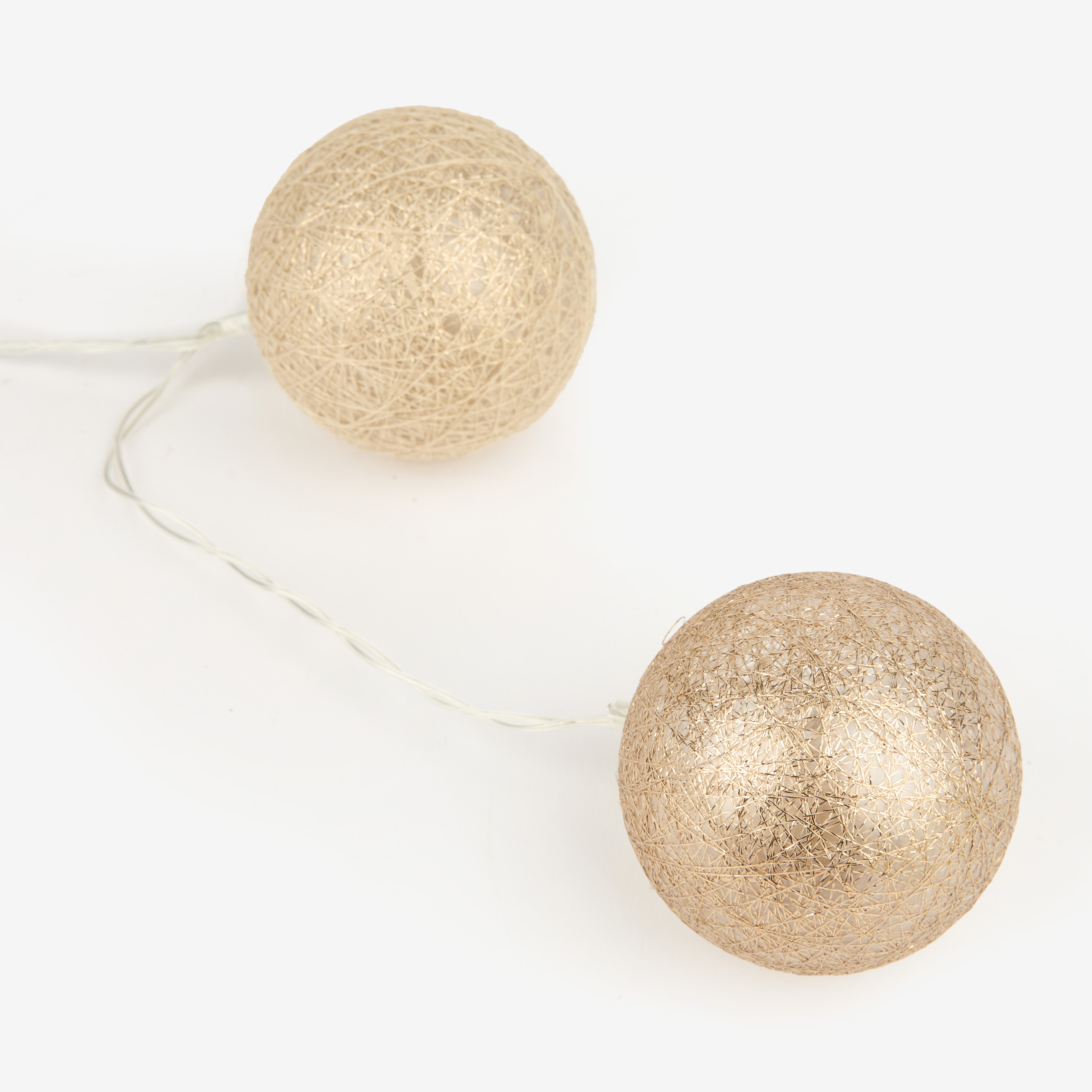 Guirnalda de bolas LED rafia Ø6cm