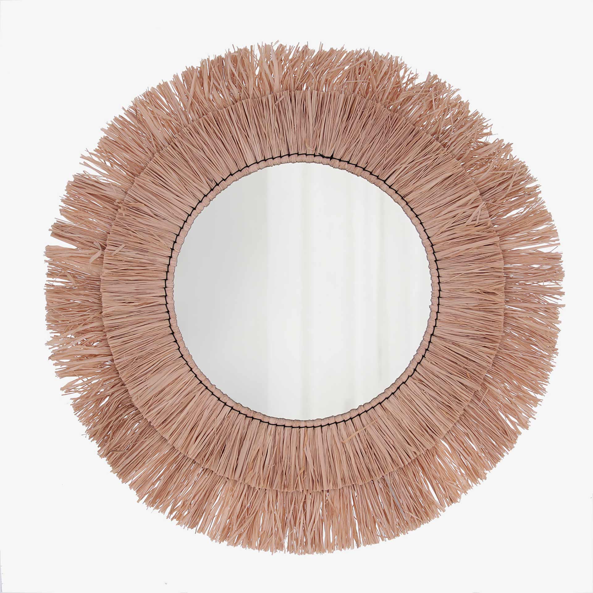 Espejo de pared redondo de rafia Ø57cm Savanna