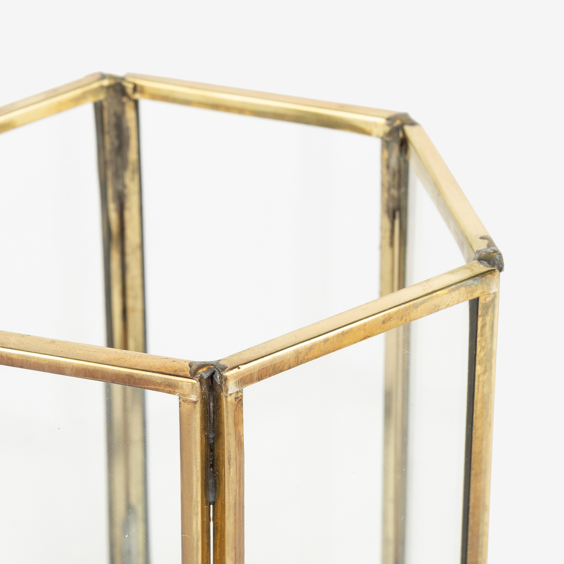 Portavelas de cristal dorado &Oslash;10x9cm