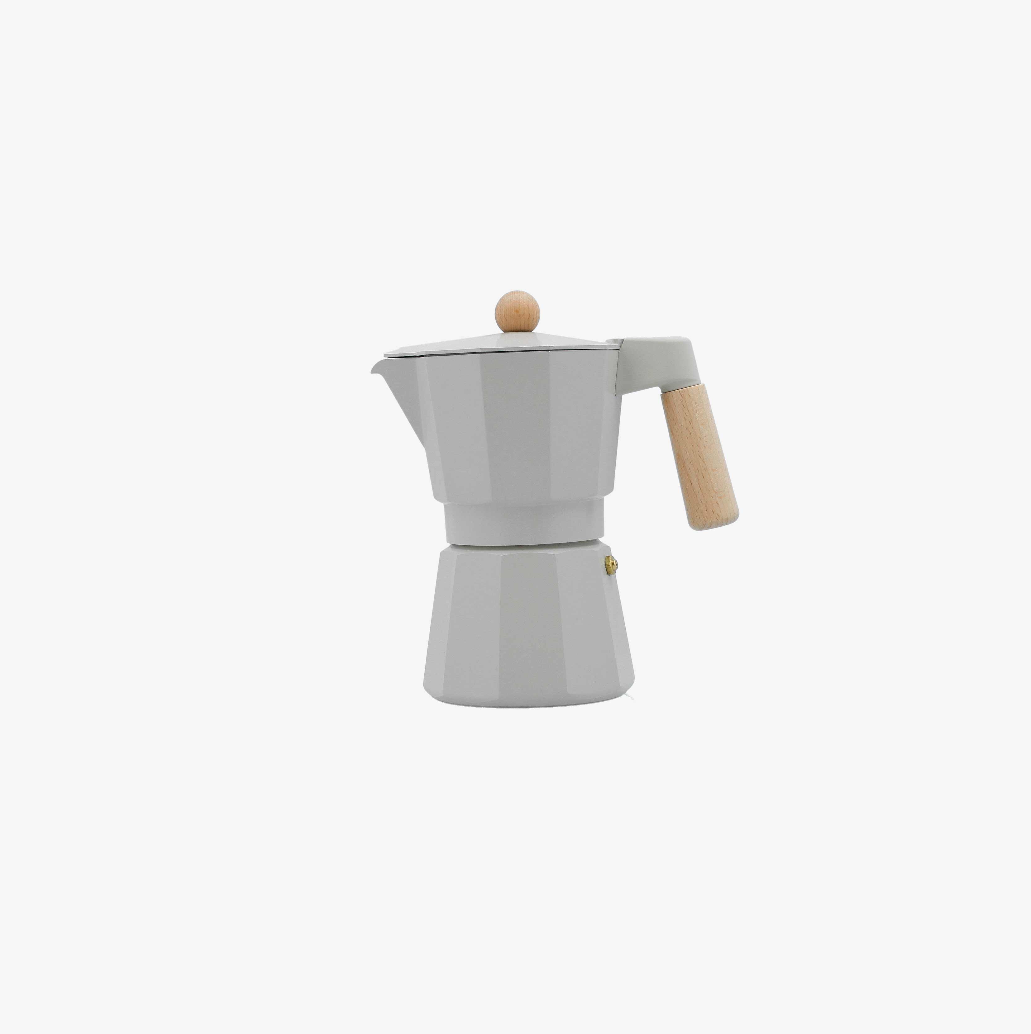 Cafetera italiana gris de aluminio fundido Bruma 6 tazas