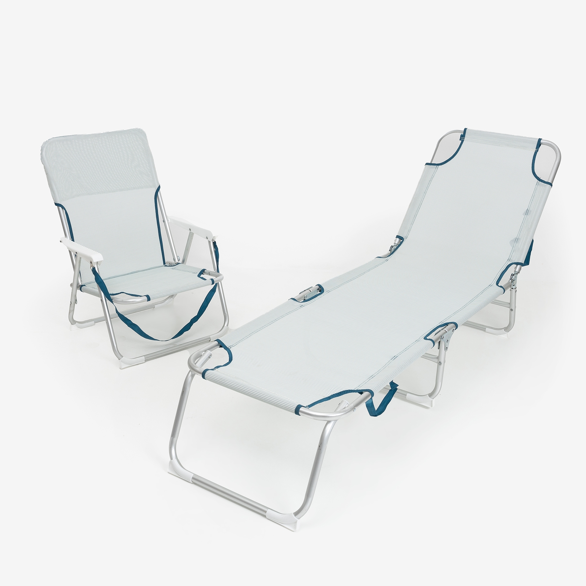 Tumbona multiposici&oacute;n azul de aluminio Medano 187 cm