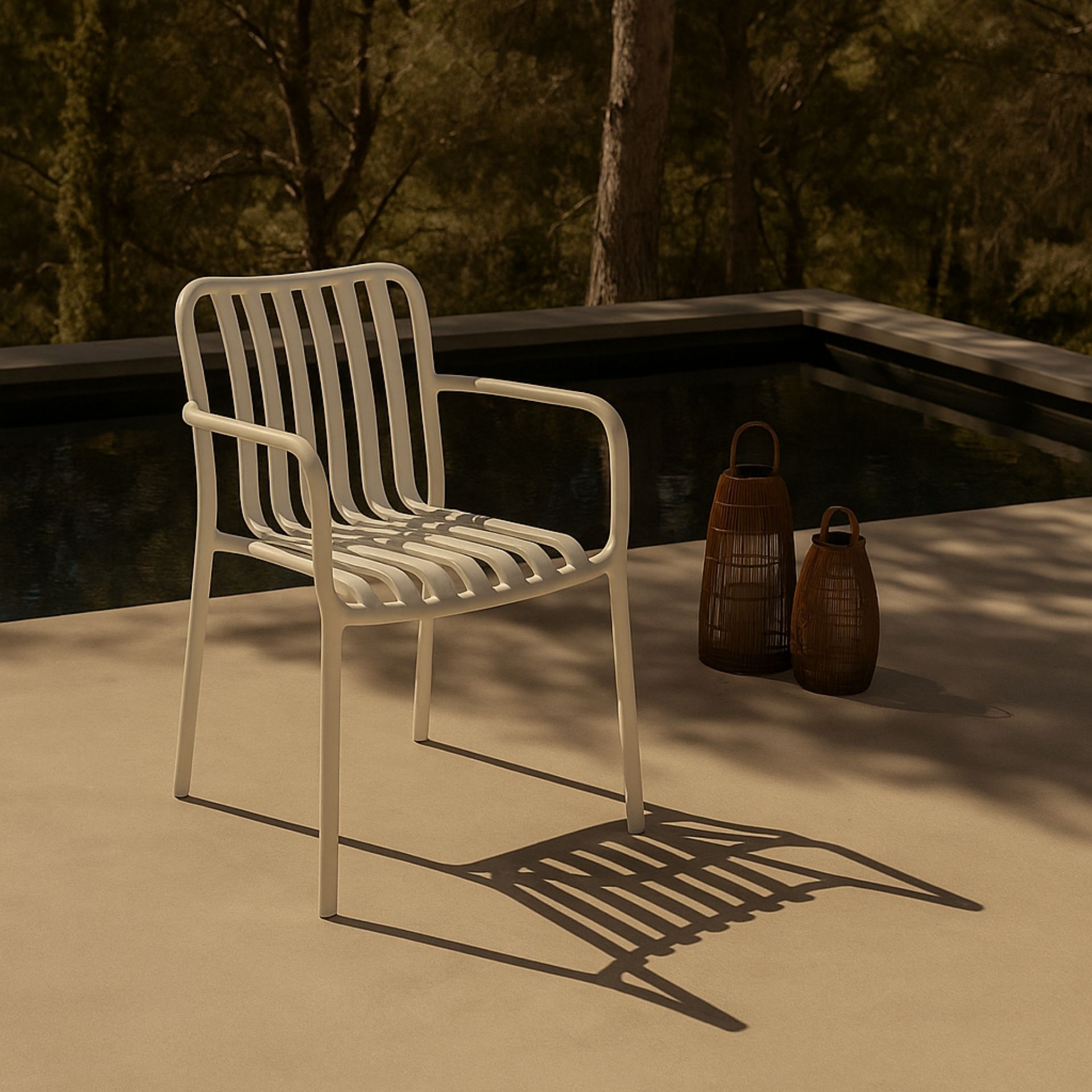 Silla de jard&iacute;n apilable de polipropileno blanca Happel 59x55x81cm