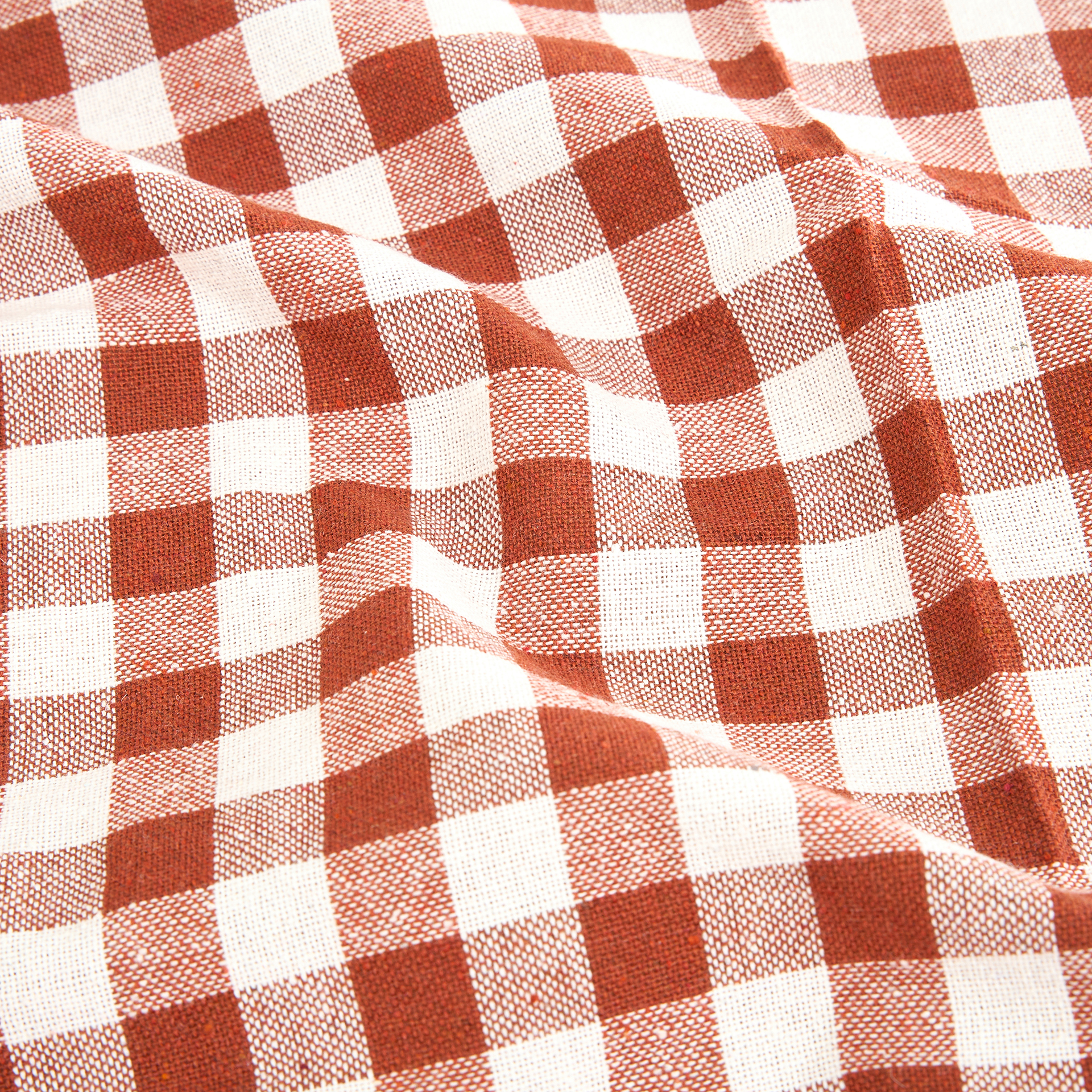 Mantel de algod&oacute;n cuadros cobre Amalfi 150x200cm