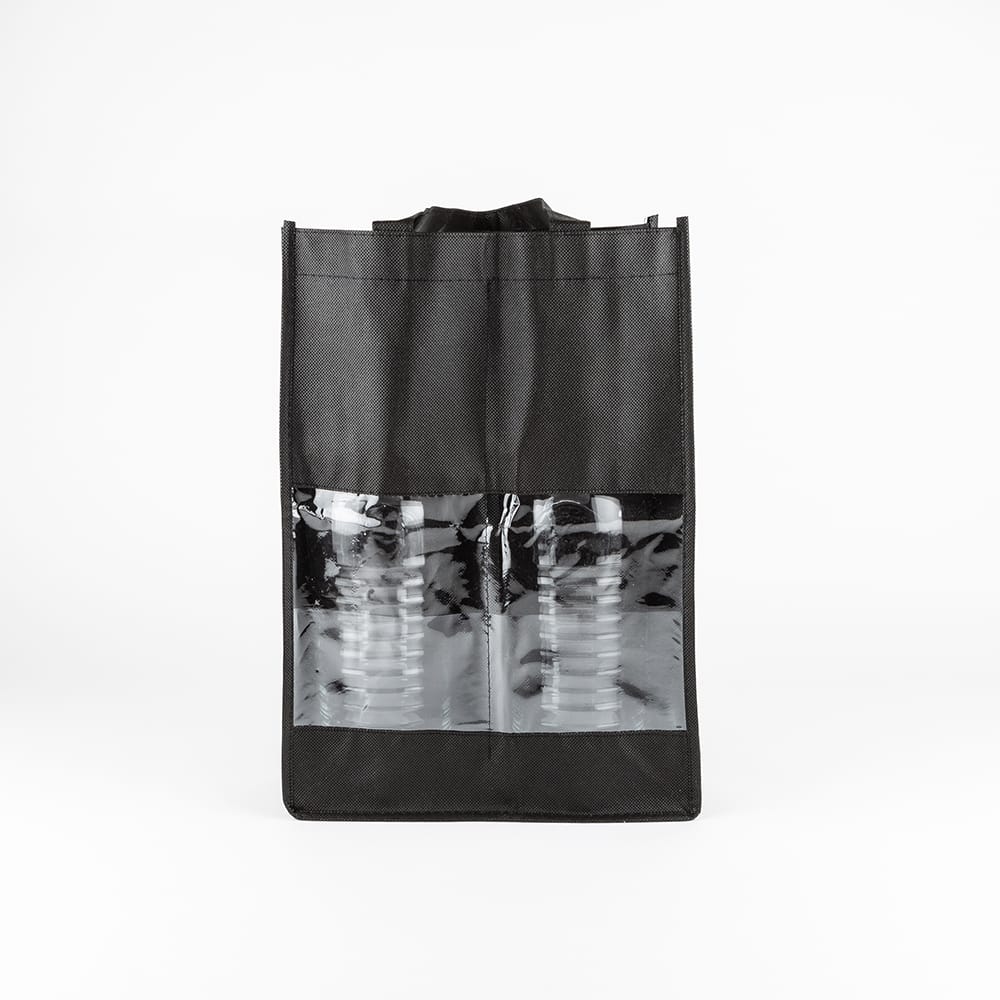 Bolsa para 2 botellas de vino con ventana y asas