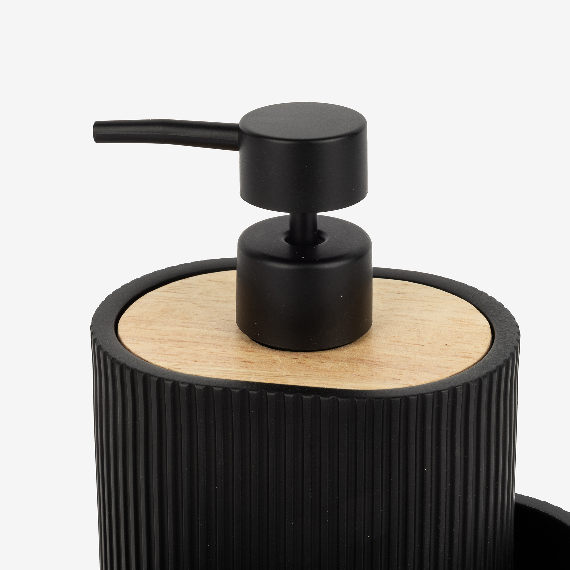 Dispensador de jabón de poliresina con accesorios negro