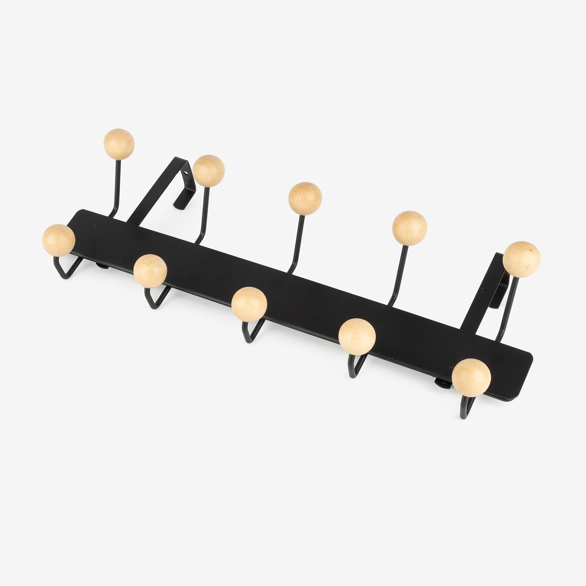 Perchero de puerta de hierro negro Noah 44x11x17cm