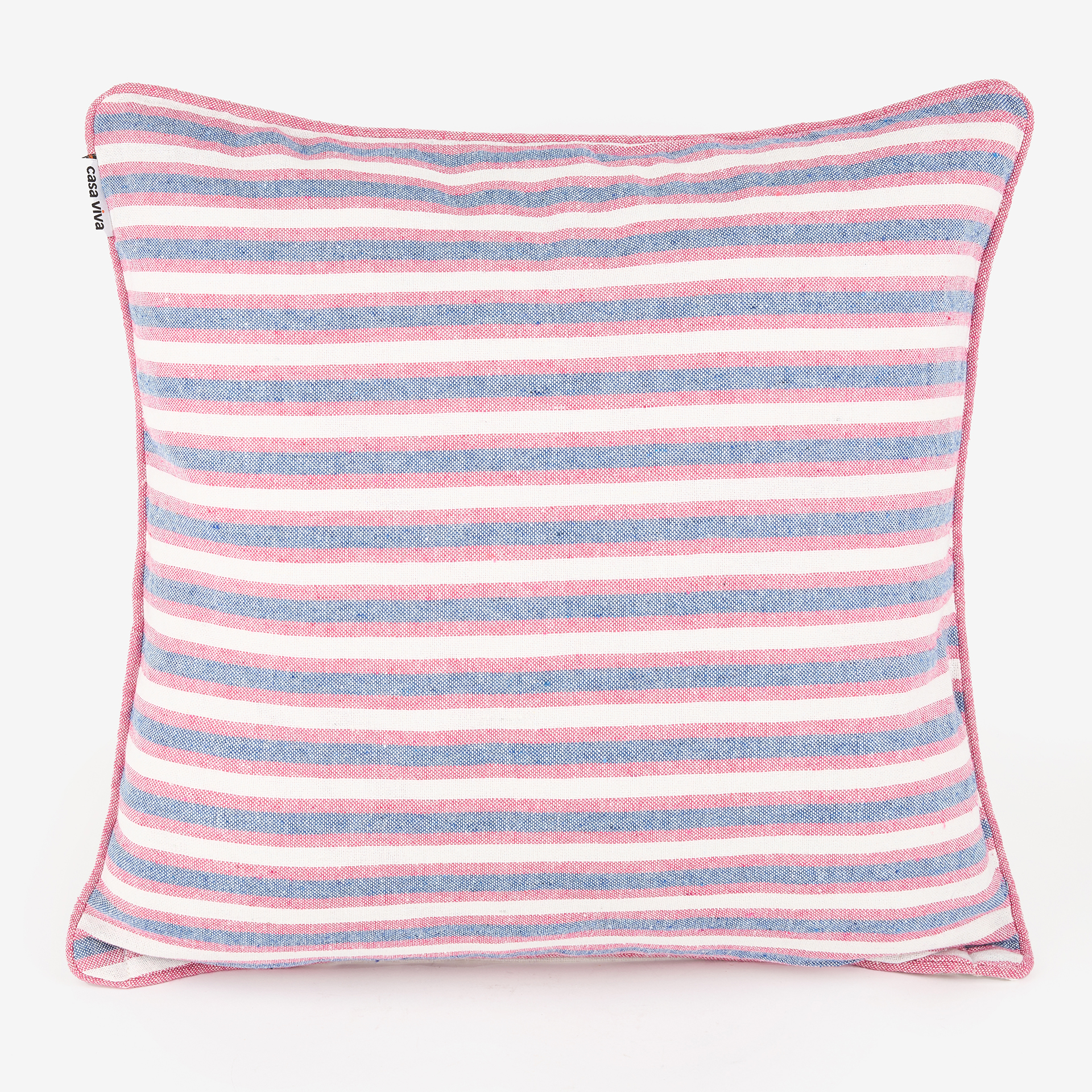 Funda de cojín de algodón rayas azules y rojas Marita 45x45cm