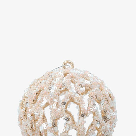 Bola de Navidad abierta de lentejuelas blanca 8cm