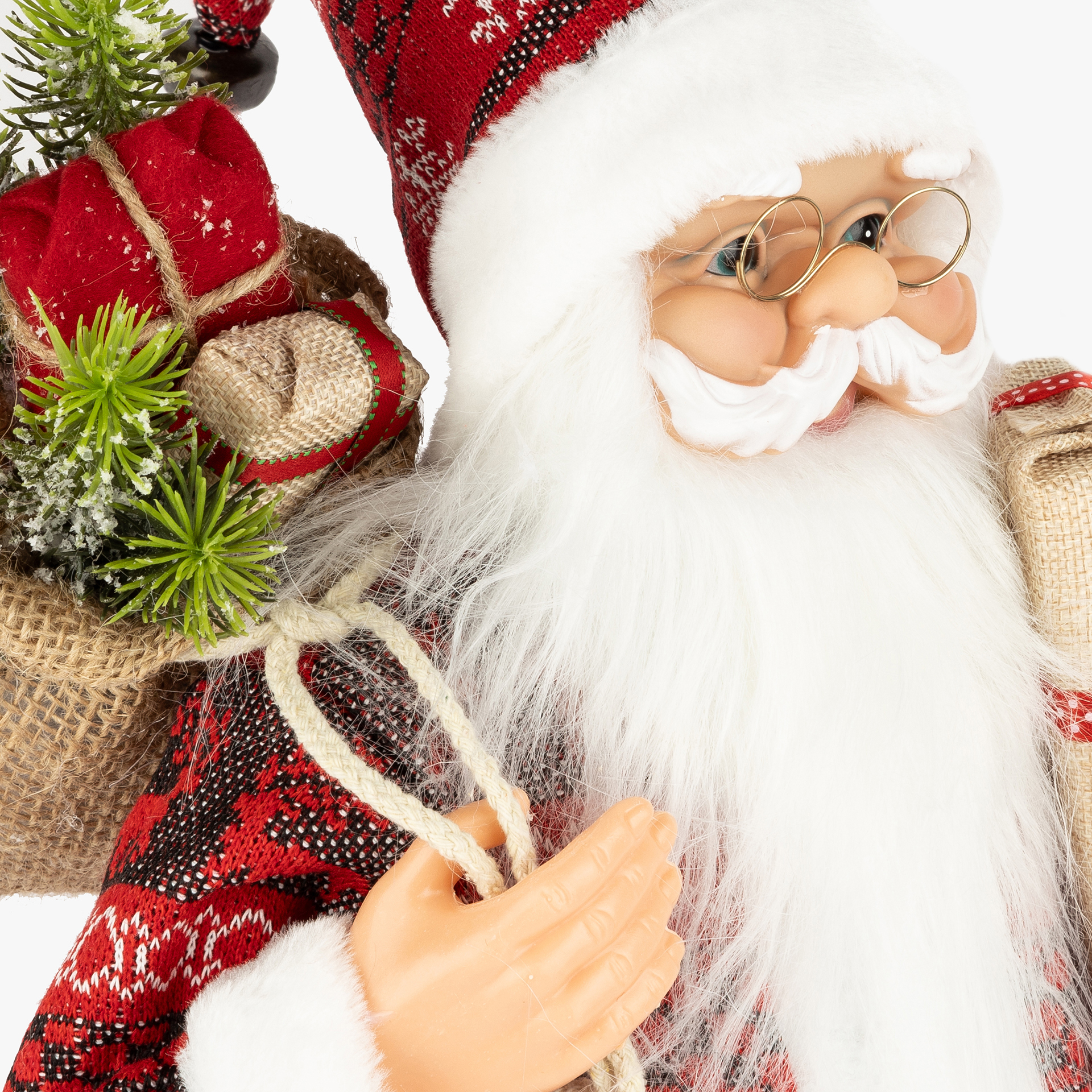 Figura decorativa Santa Claus con saco de regalos 60cm