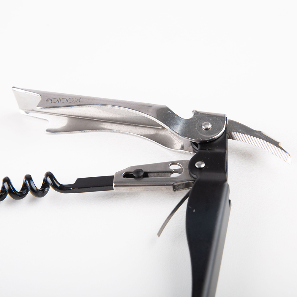 Sacacorchos doble apoyo negro