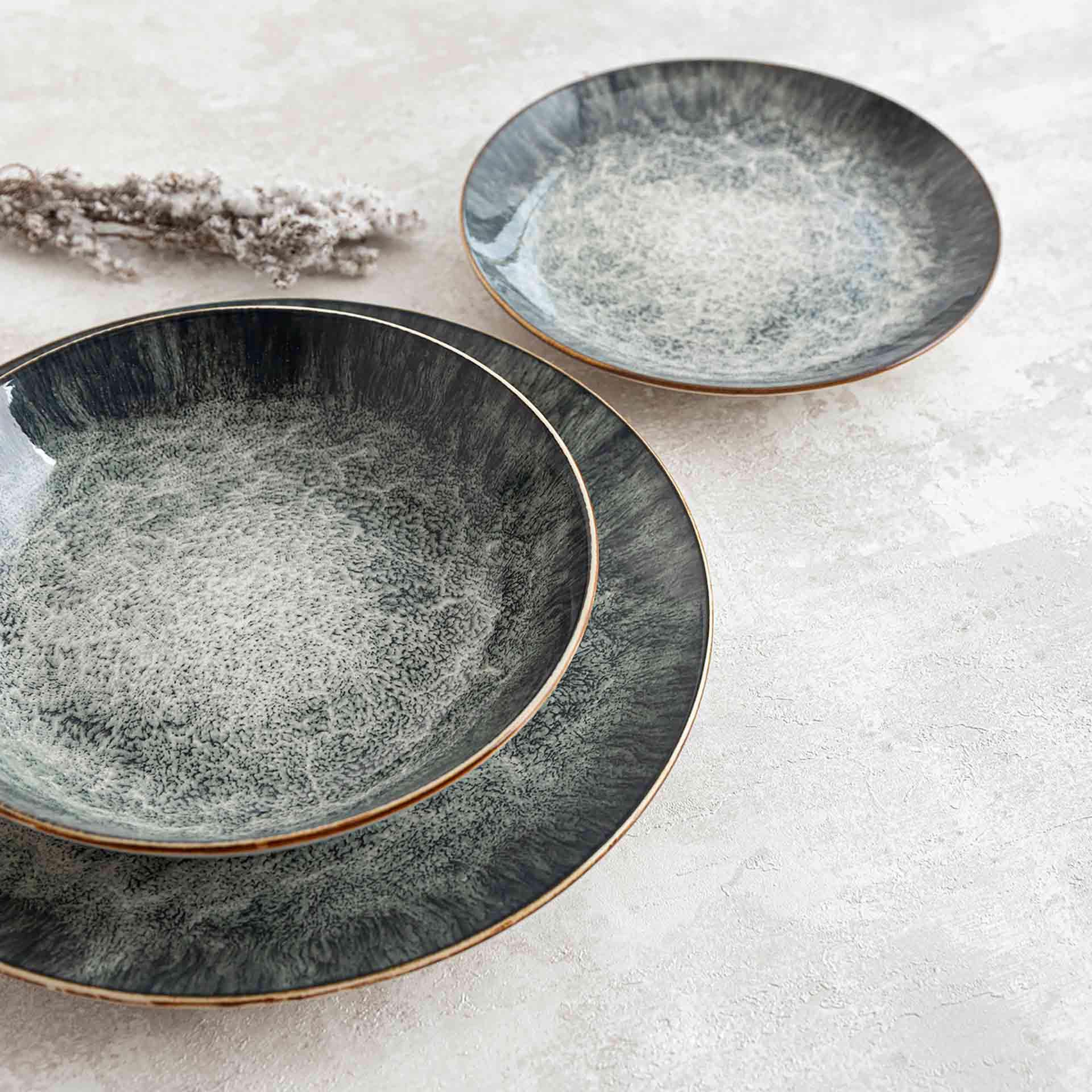 Vajilla de 12 piezas de porcelana verde Stela