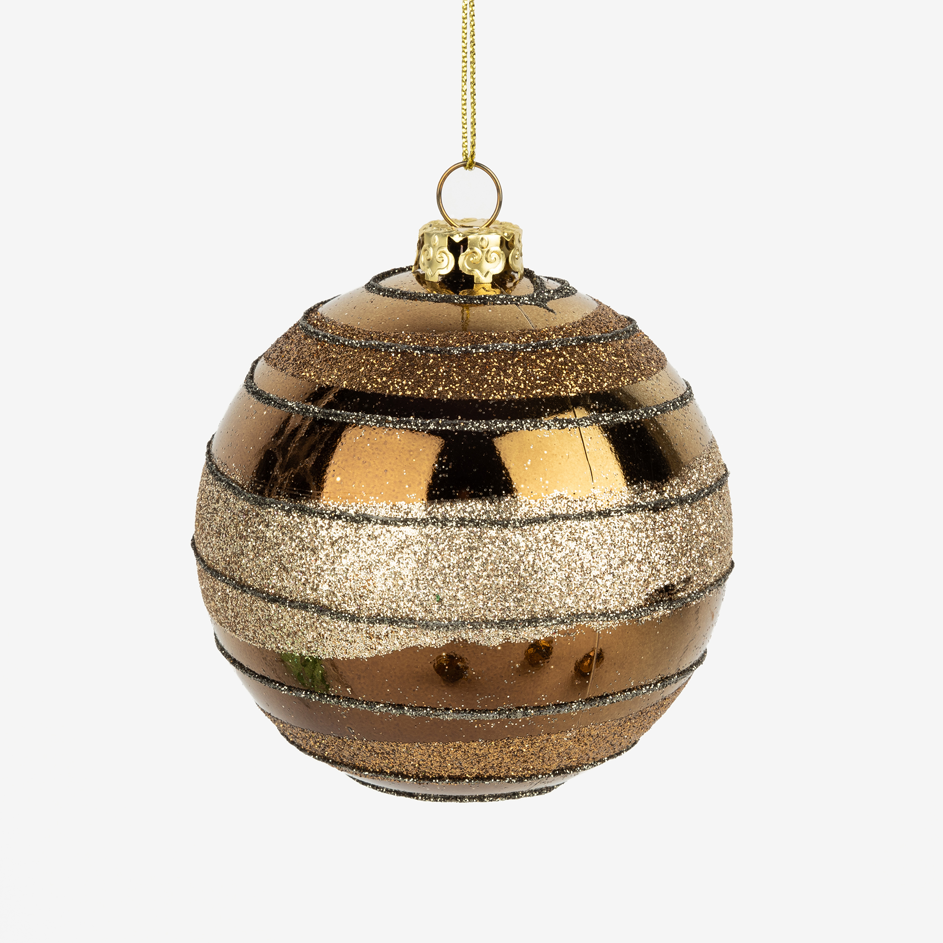 Bola decorativa marrón con purpurina Ø8cm en varios modelos