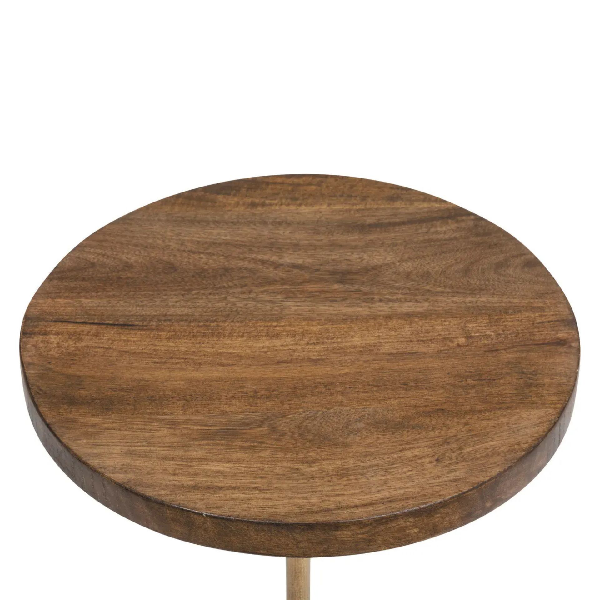 Mesa auxiliar de madera de mango y mármol Uria Ø36x70cm