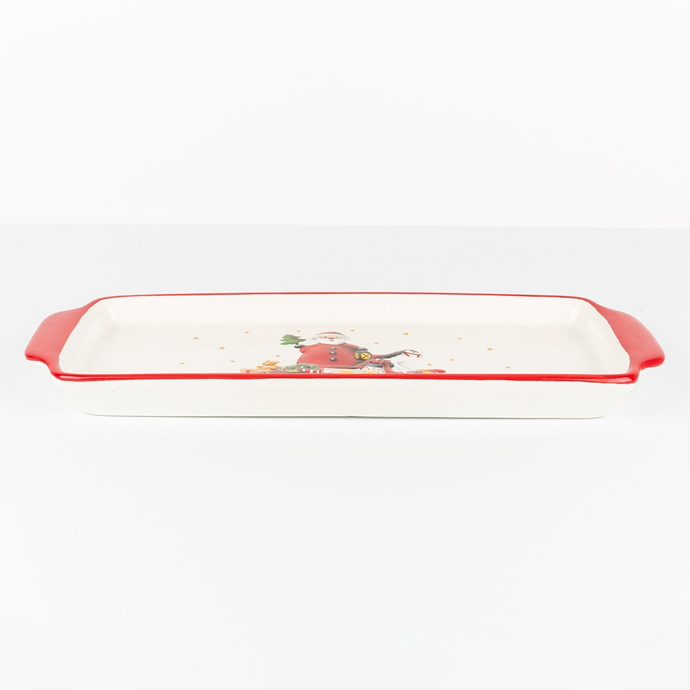 Bandeja rectangular de cerámica Santa Claus 40x15cm
