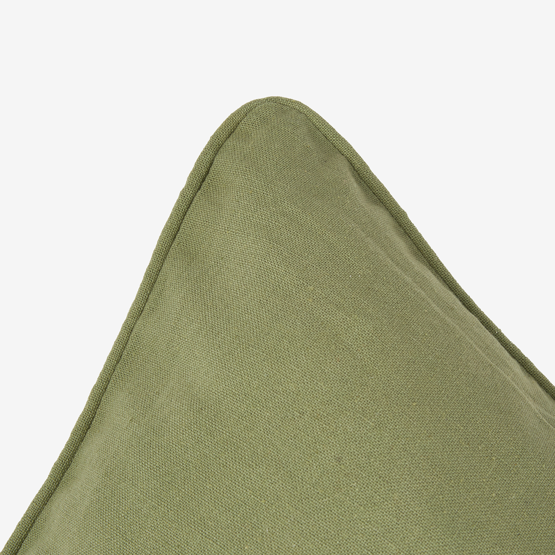 Funda de coj&iacute;n de algod&oacute;n verde ribete 45x45cm