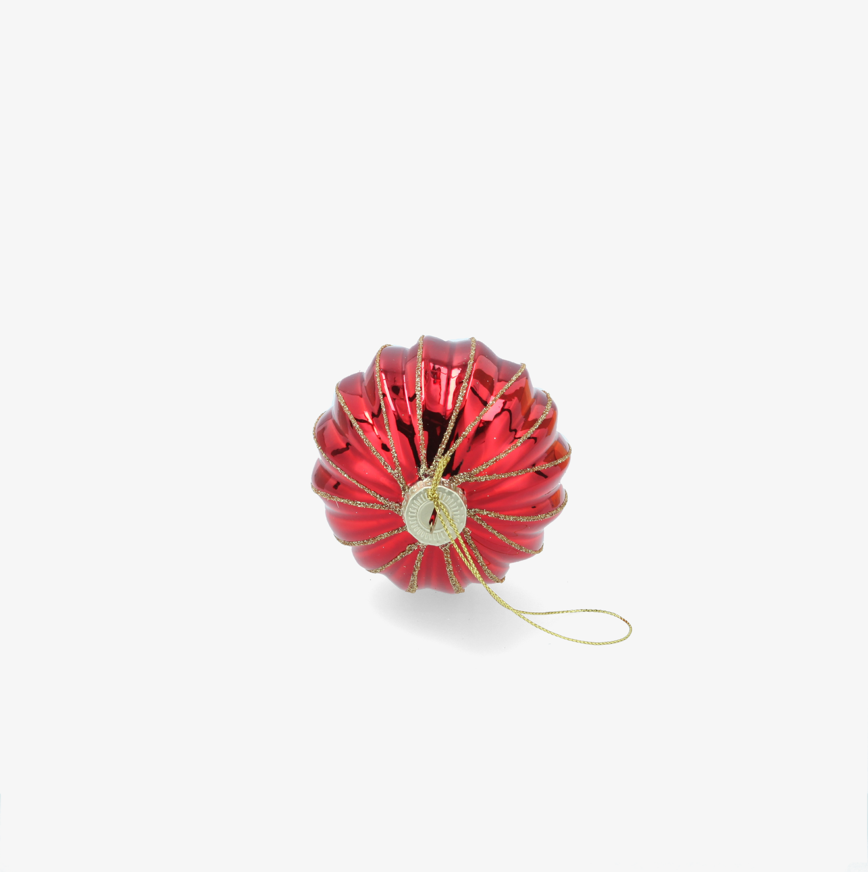 Bola de Navidad roja y dorada de cristal &Oslash;8cm