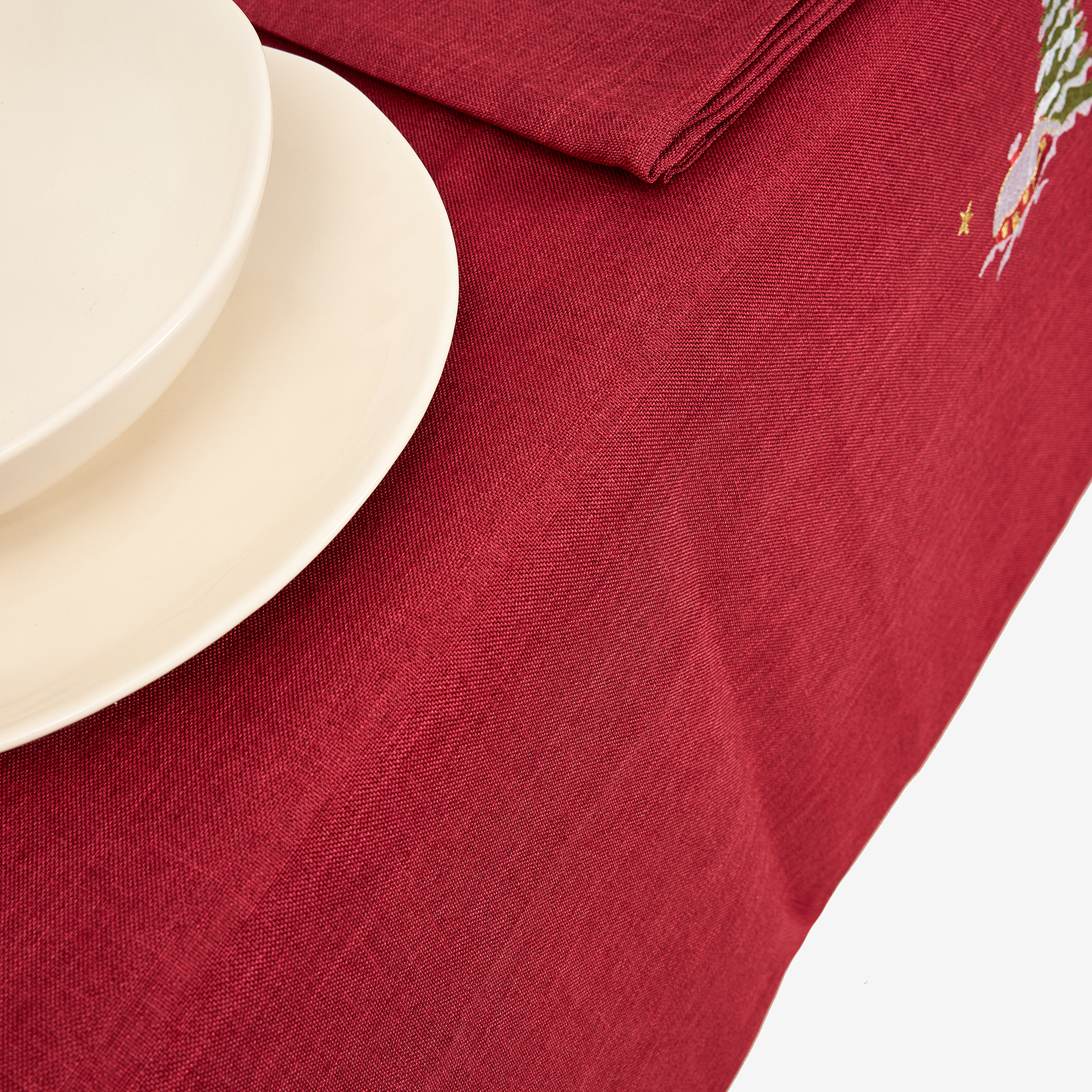 Mantel rojo bordado Pueblo 150x250cm