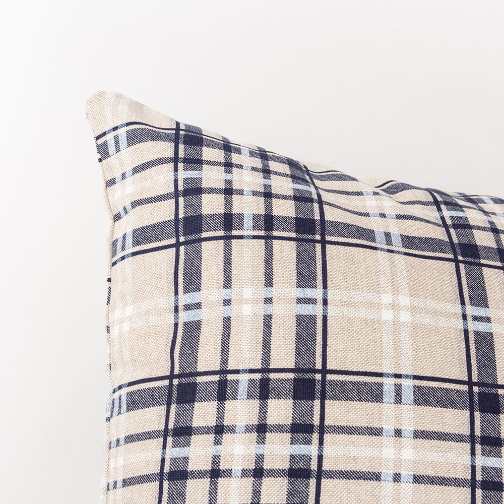 Funda de cojín de cuadros azul Uxue 45x45cm