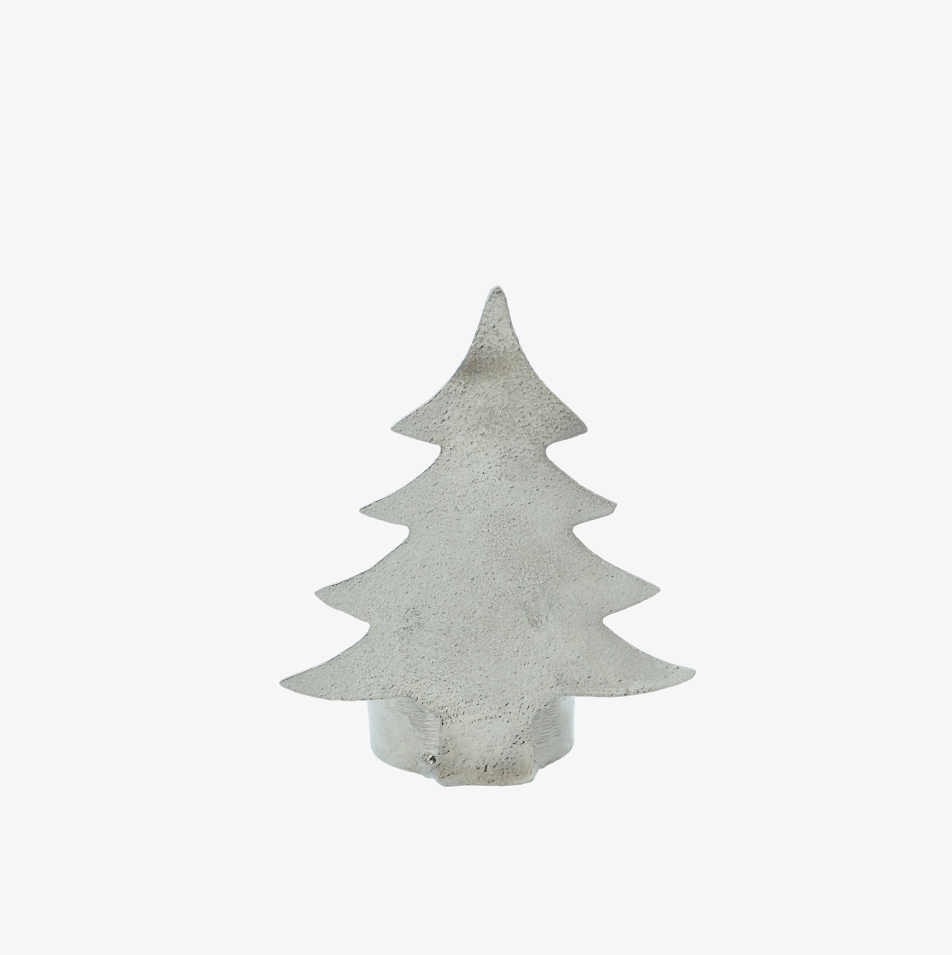 Portavelas &aacute;rbol de Navidad plateado para vela de t&eacute;