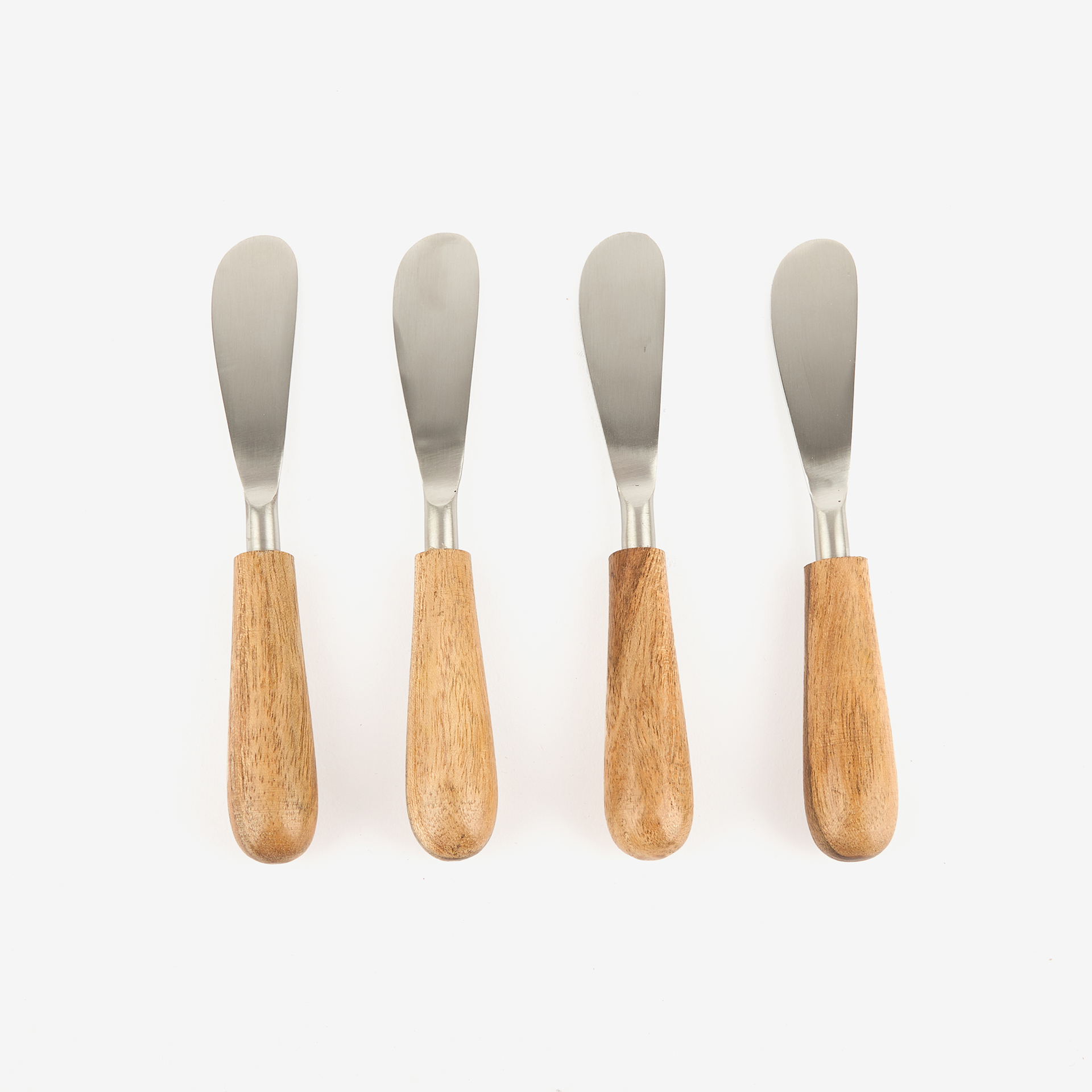 Set de 4 cuchillos para untar con mango de madera de acacia 16cm