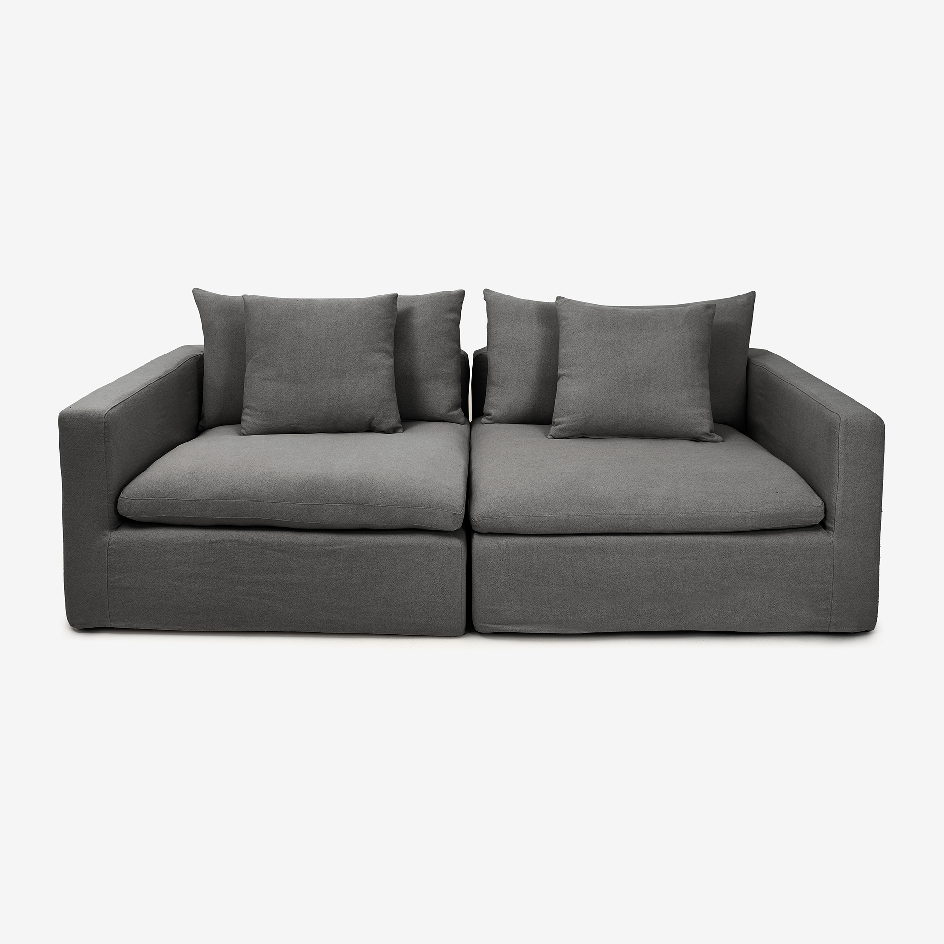 Sofá de 3 plazas de lino gris Aiden 220x110x80cm Clau&Chloe