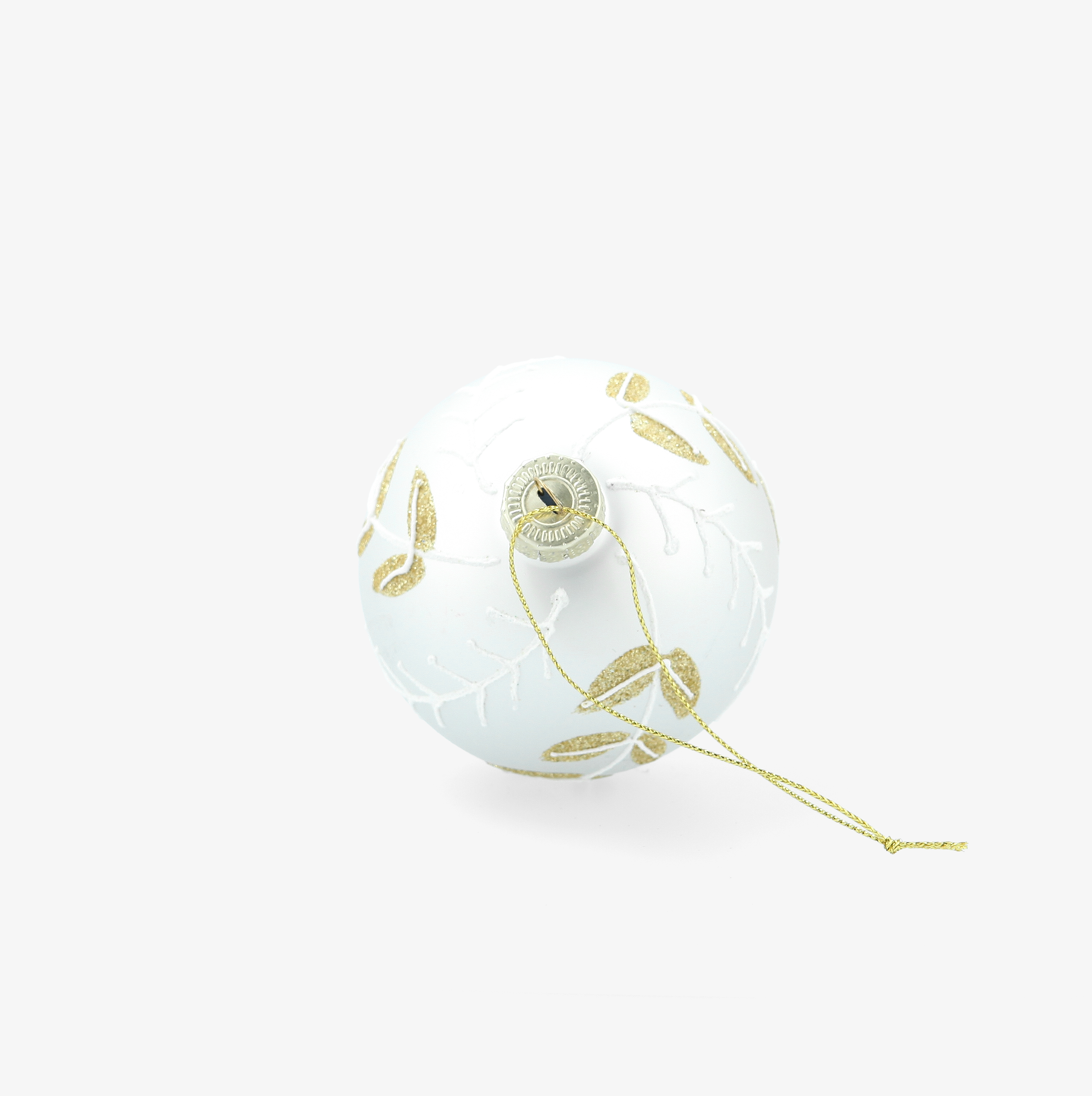 Bola de Navidad blanca y dorada de cristal &Oslash;8cm