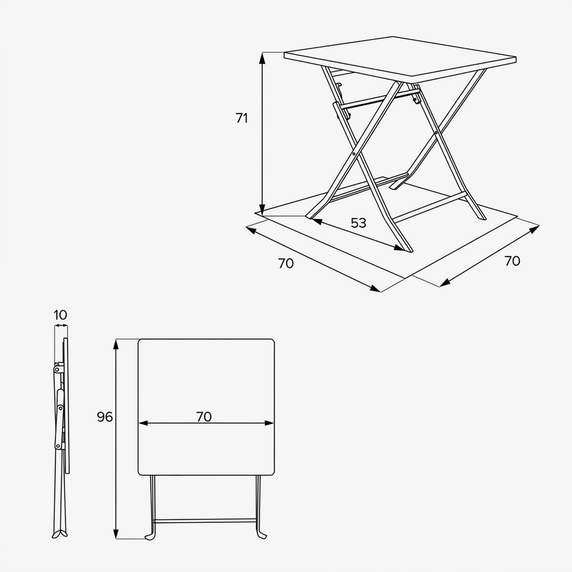 Mesa de jard&iacute;n plegable de acero mostaza Dixie 70x70x71cm