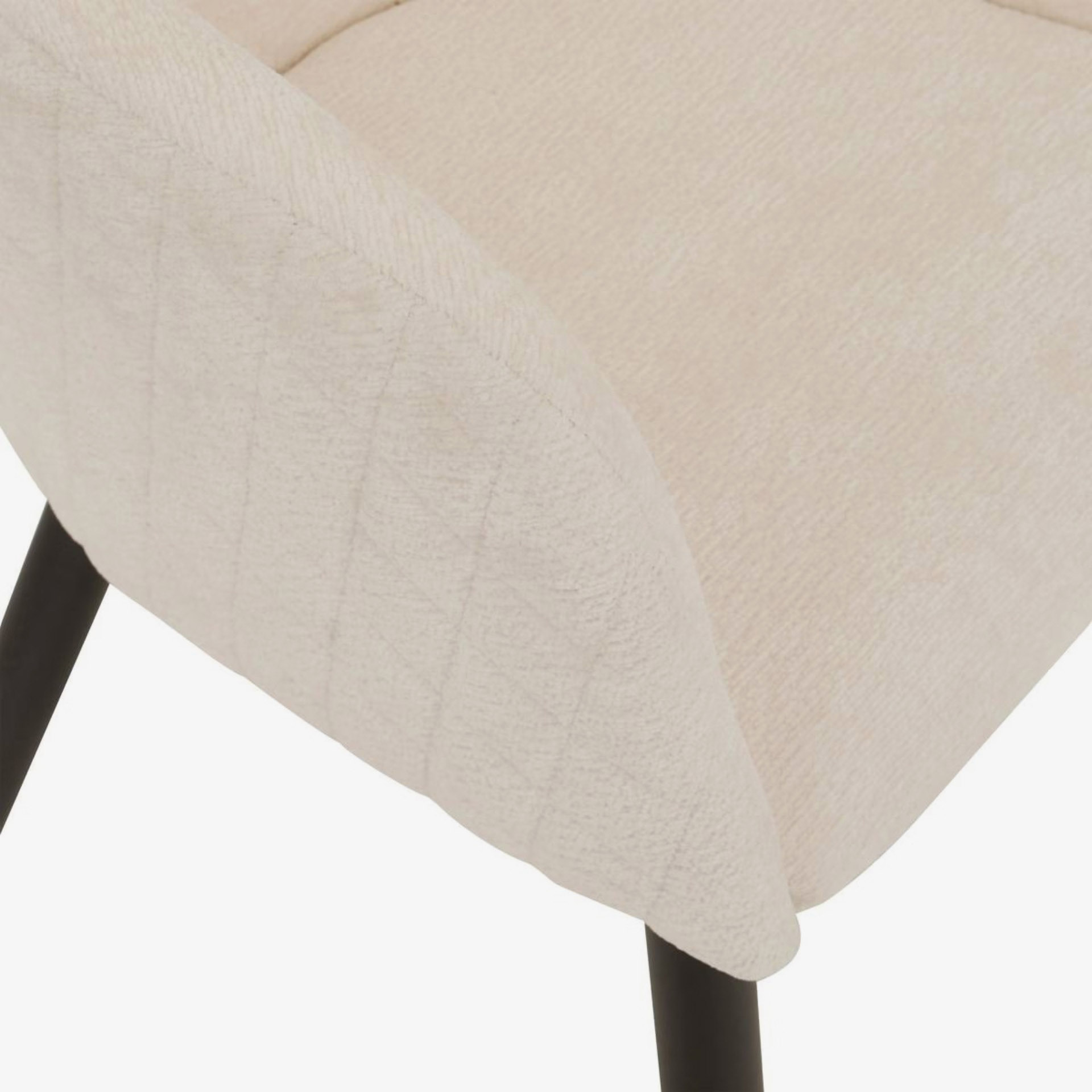 Sill&oacute;n de comedor marfil de chenilla con patas negras Zarel 
