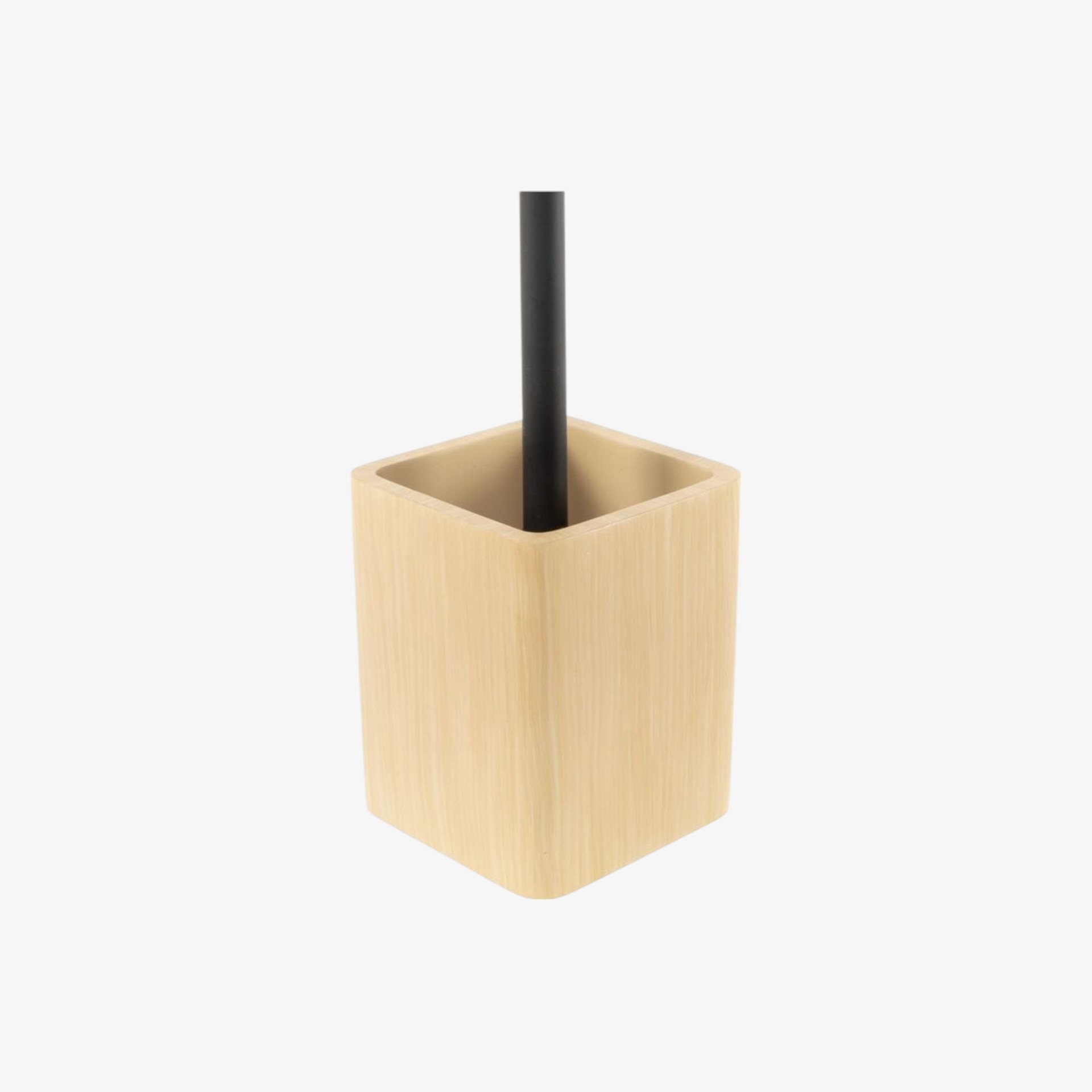 Escobillero de resina efecto madera Mel 11x11x36cm
