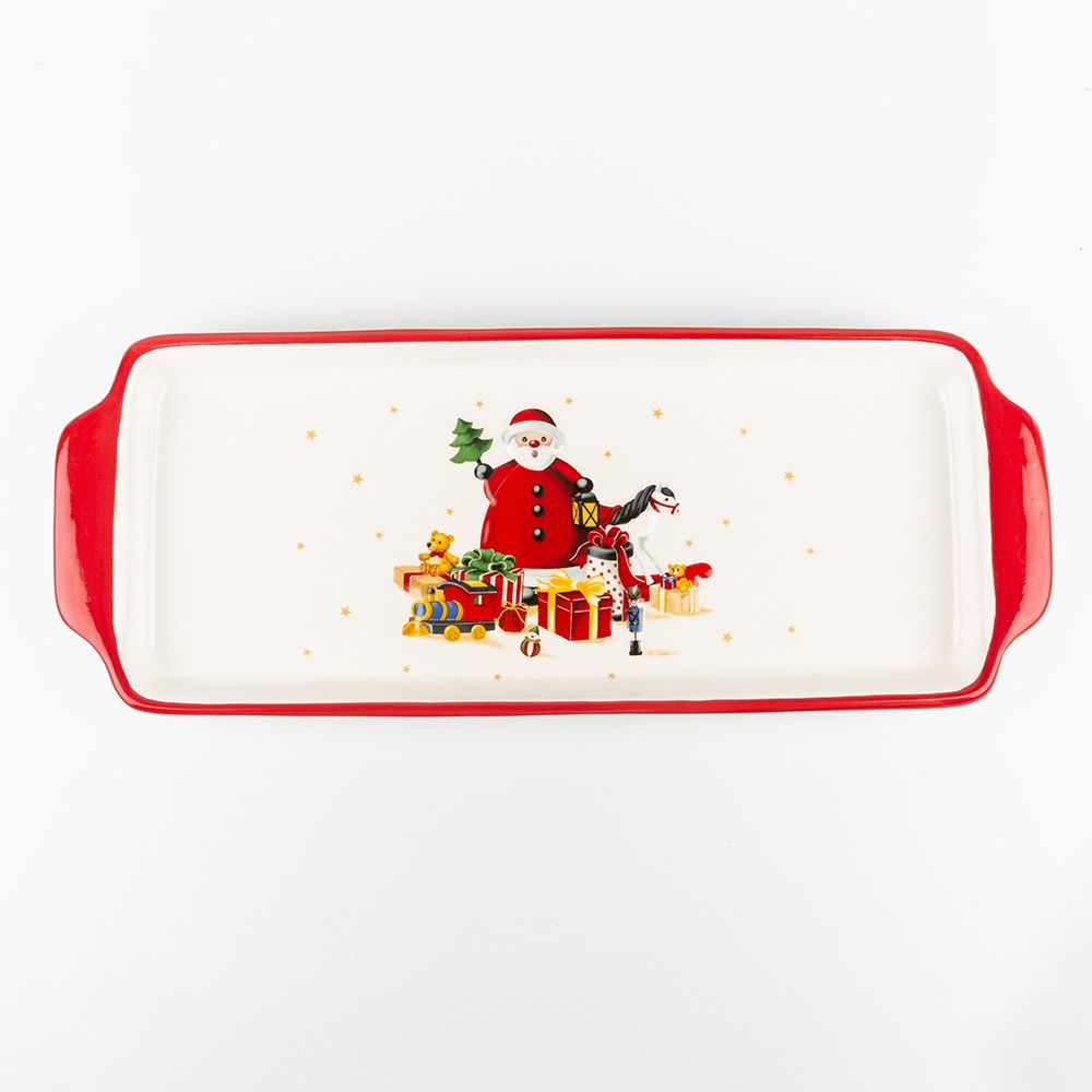 Bandeja rectangular de cerámica Santa Claus 40x15cm