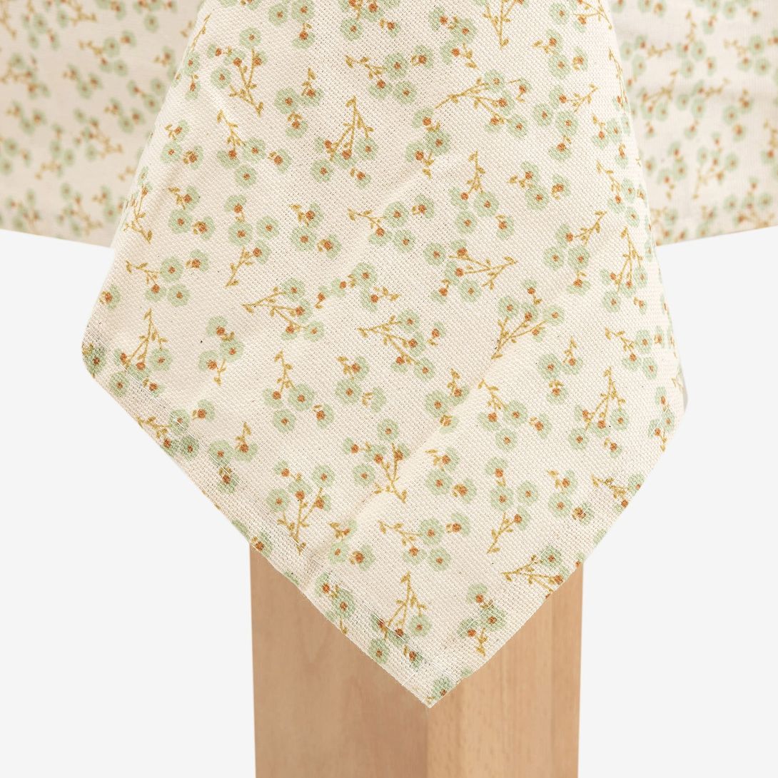 Mantel verde de algodón reciclado Begonia 135x200cm