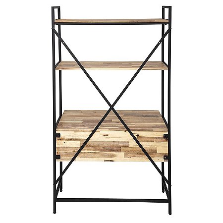 Escritorio con estantería de madera de acacia Aura 90x51x180cm