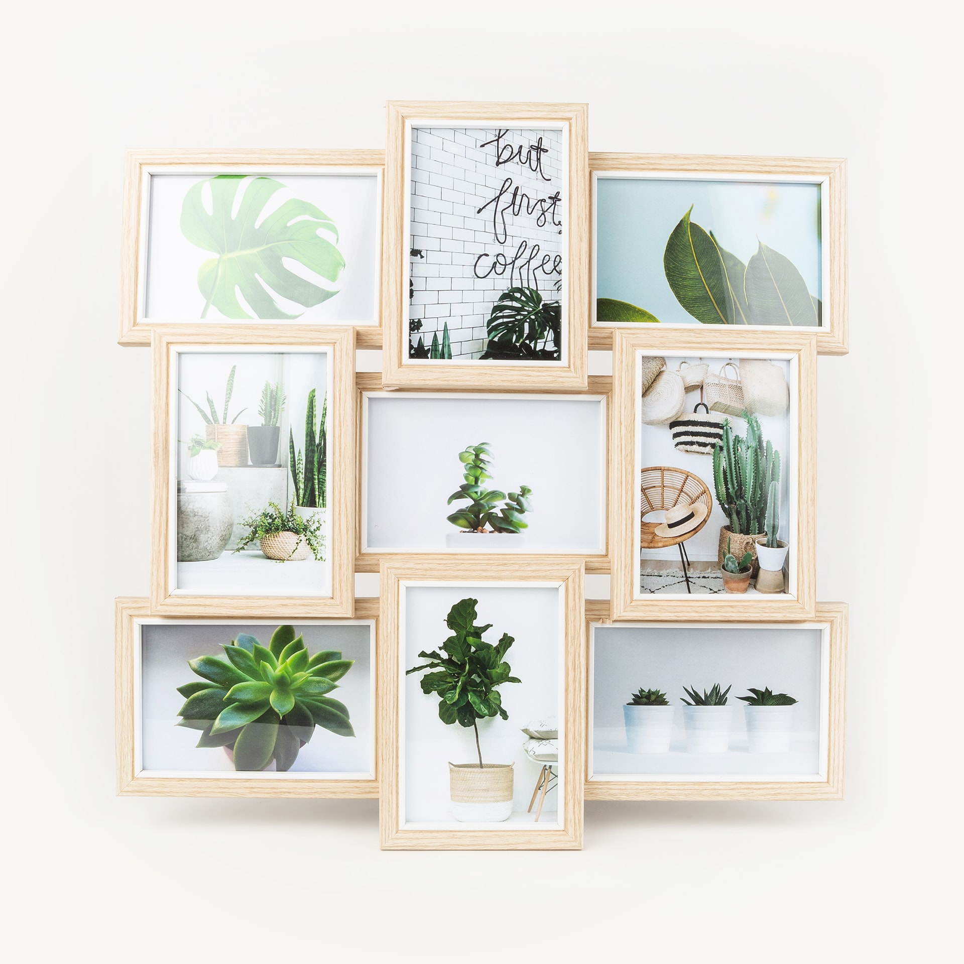 Marco para 9 fotos de madera MDF 45x45cm