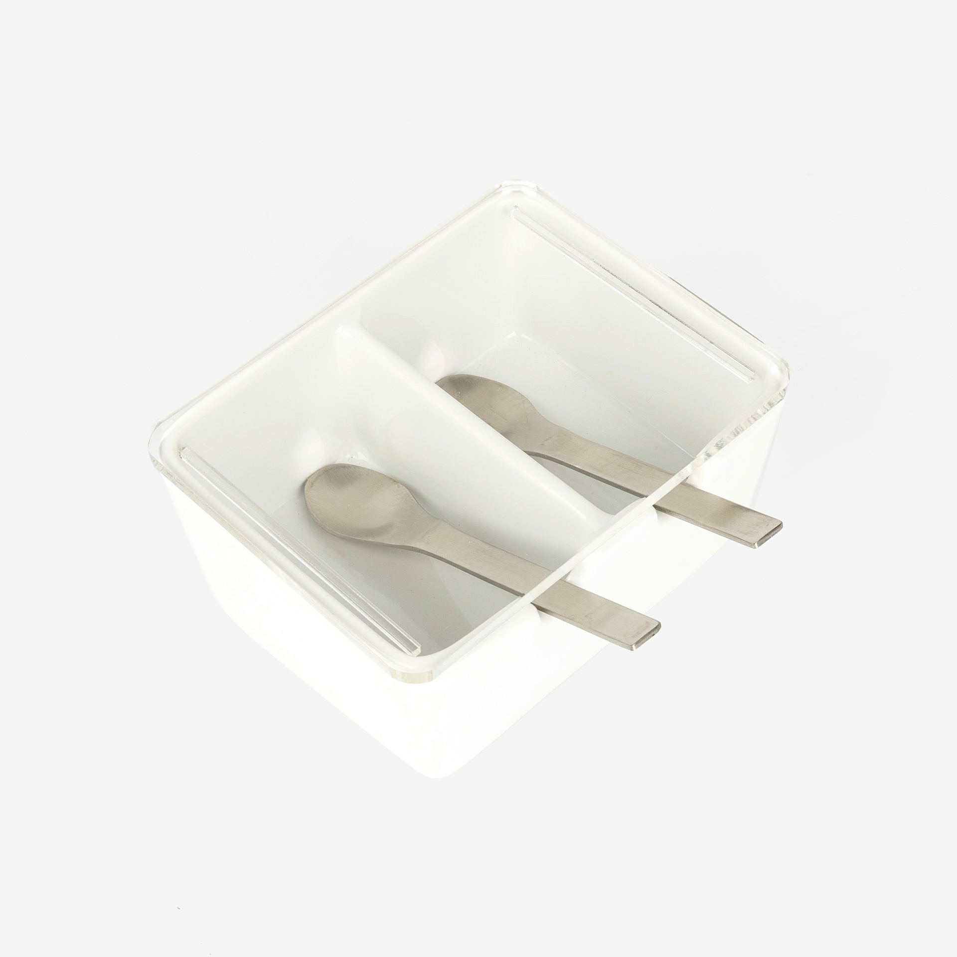 Azucarero doble blanco de cer&aacute;mica 13x10x6cm