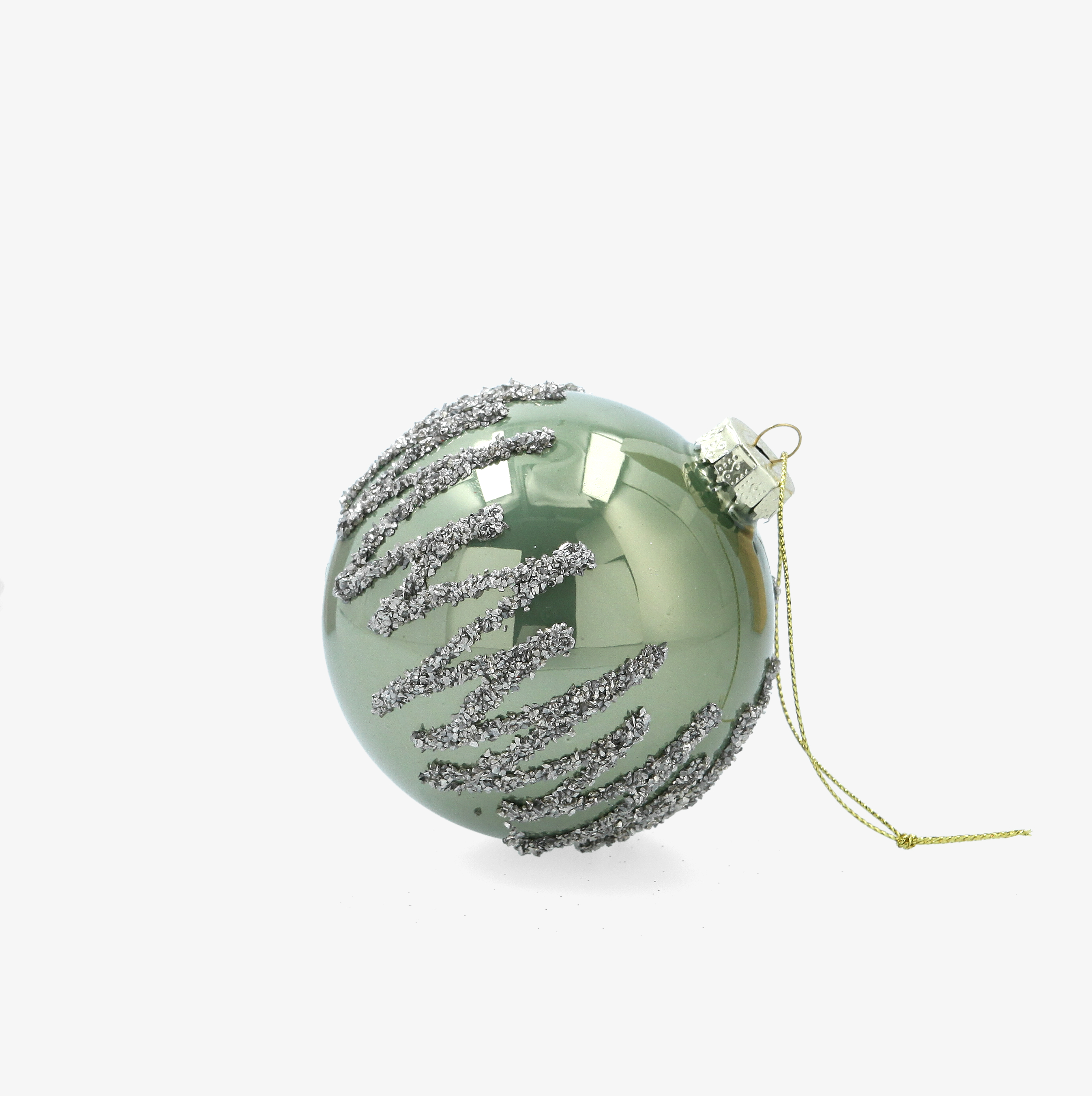 Bola de Navidad verde salvia de cristal &Oslash;8cm