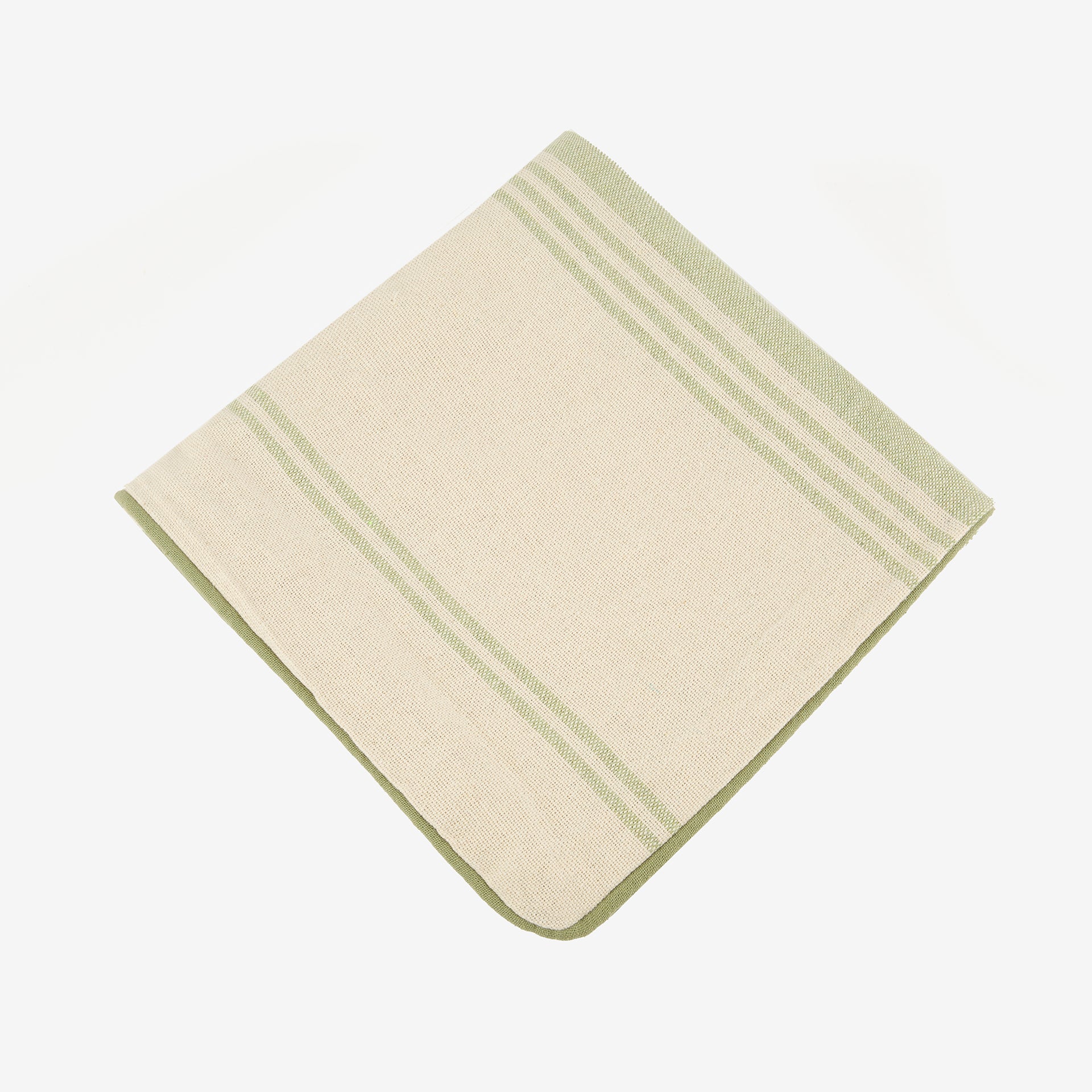 Funda de coj&iacute;n beige con rayas verdes Niza 45x45cm
