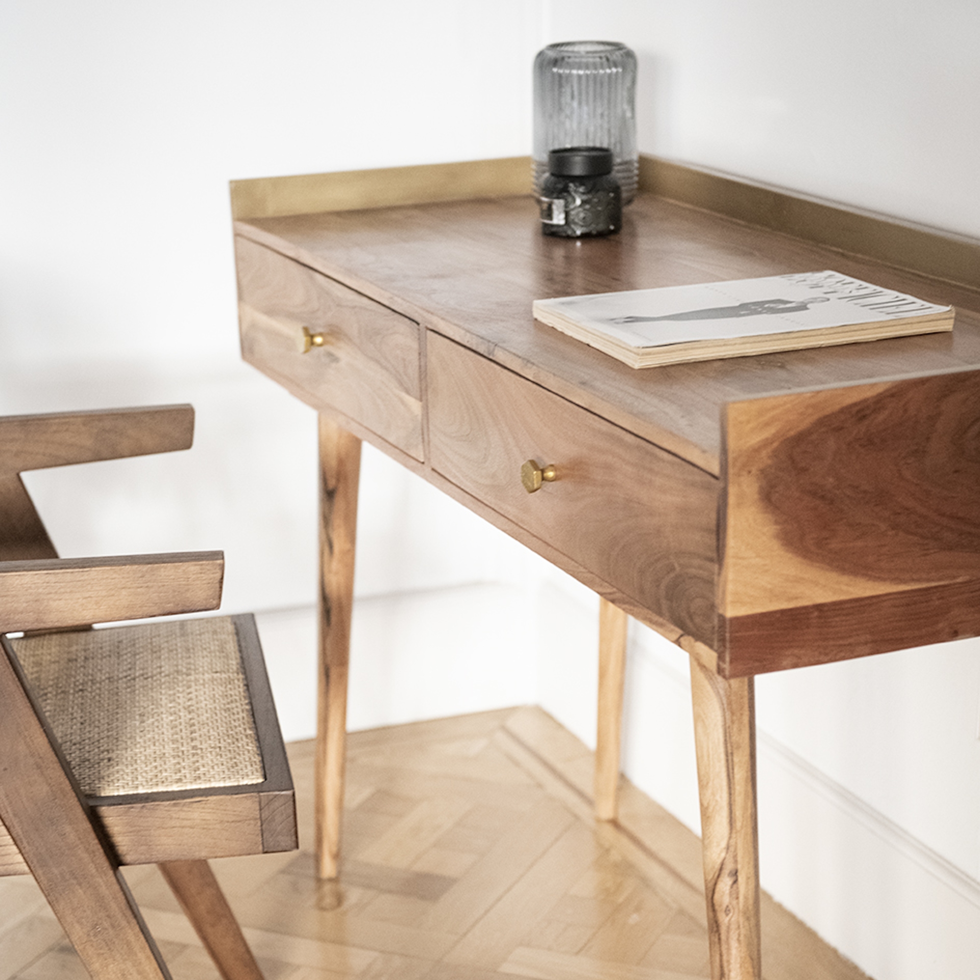 Escritorio de madera acacia Minos 120x50x86cm Clau&Chloe