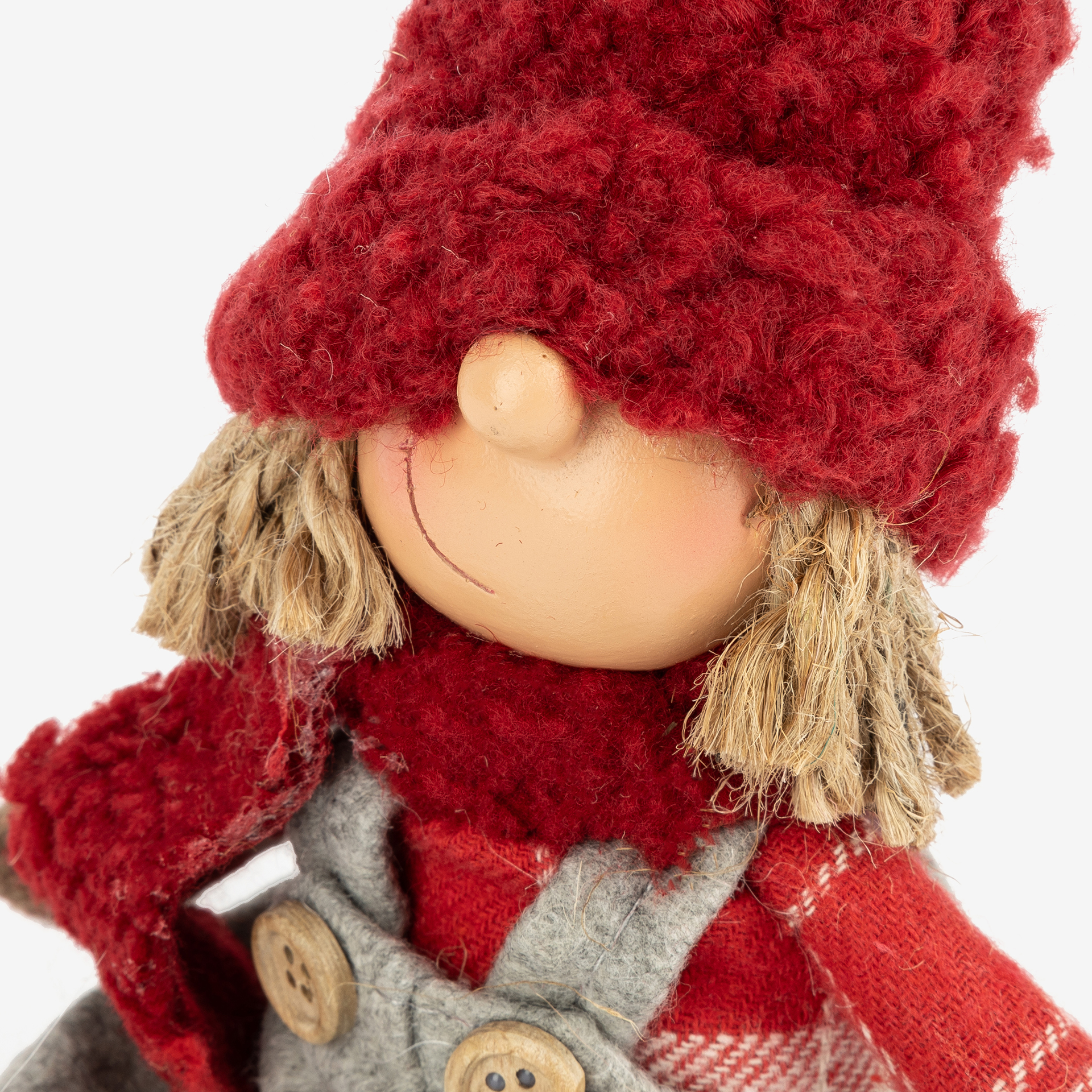 Figura decorativa Muñeco sentado con gorro 28cm